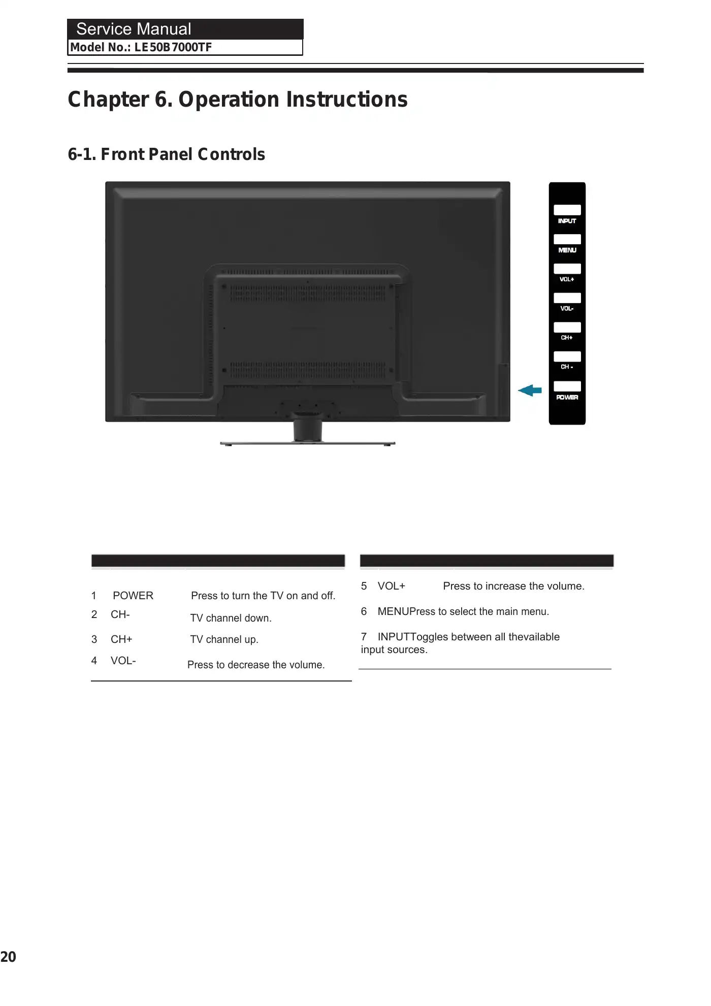 Haier LE50B7000TF Service Manual Manual pdf 20 page image