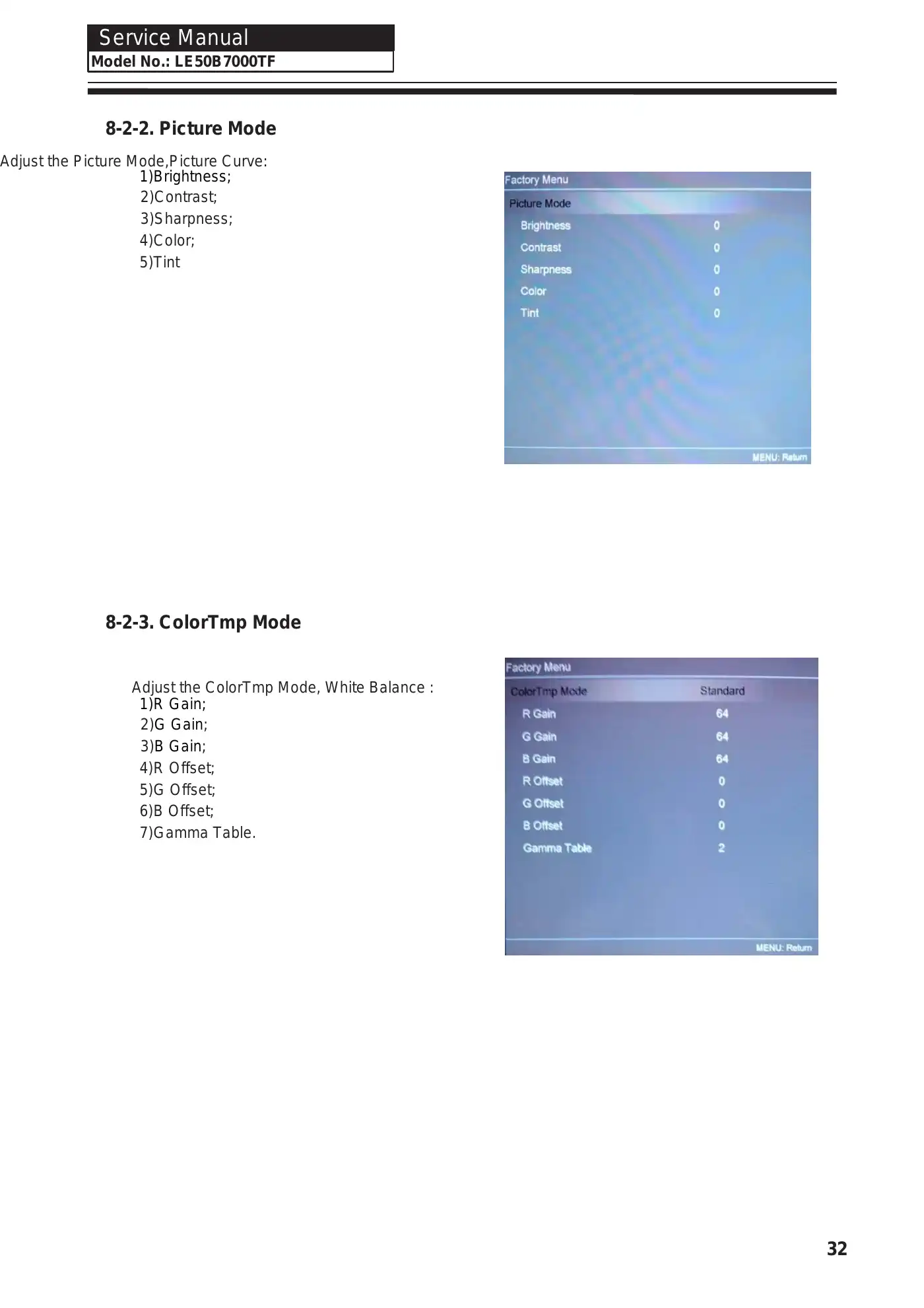 Haier LE50B7000TF Service Manual Manual pdf 32 page image