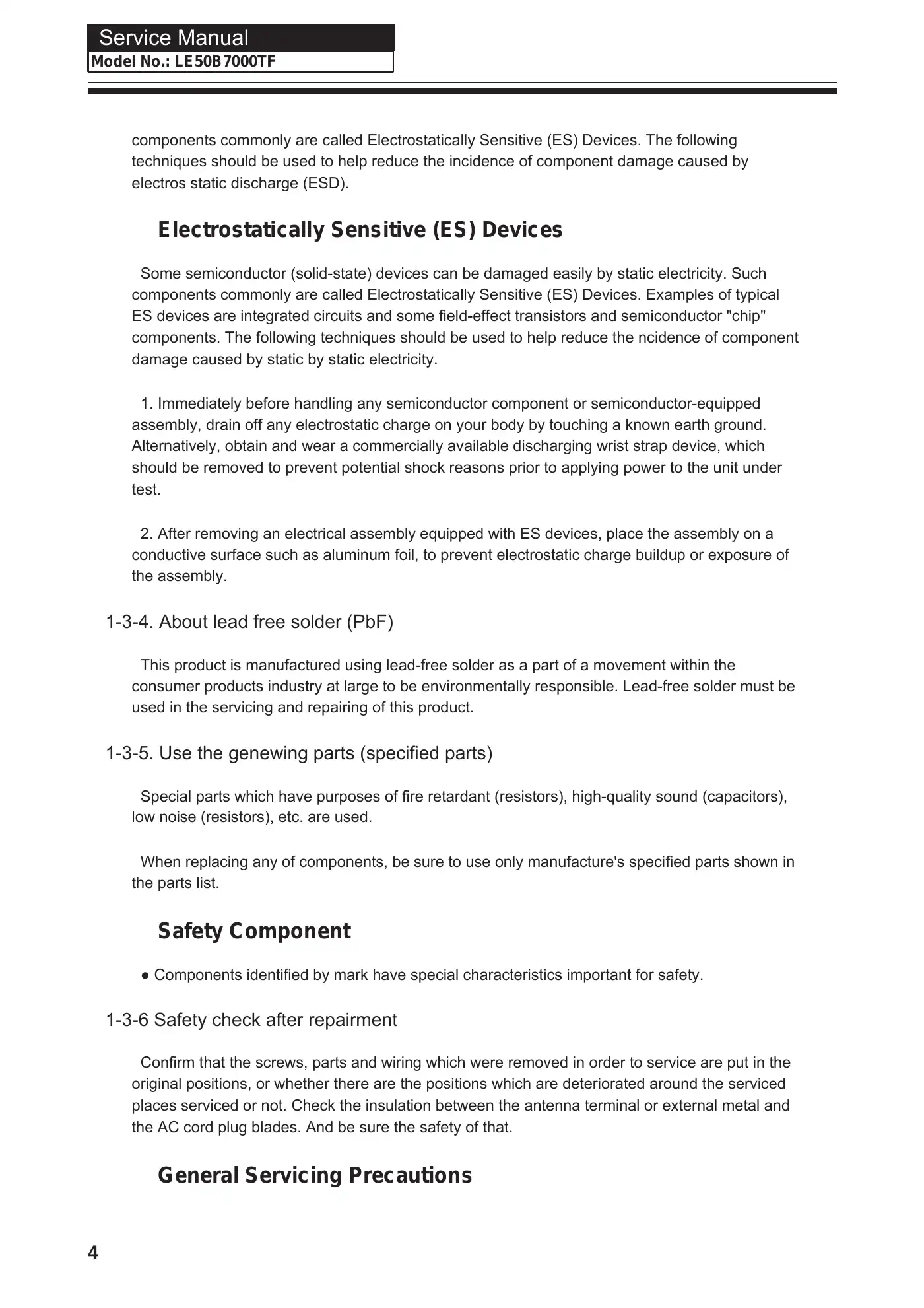 Haier LE50B7000TF Service Manual Manual pdf 5 page image