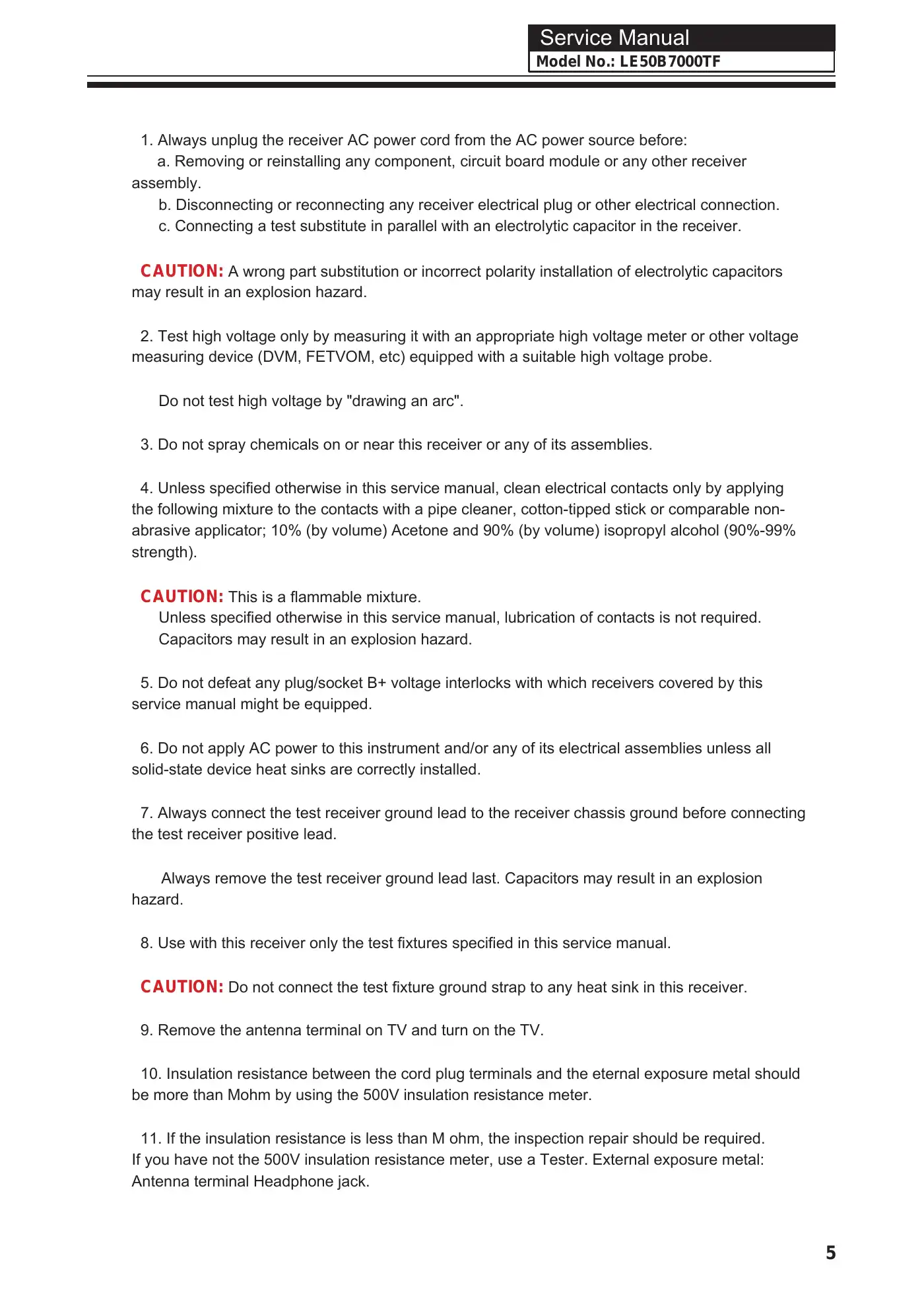 Haier LE50B7000TF Service Manual Manual pdf 6 page image