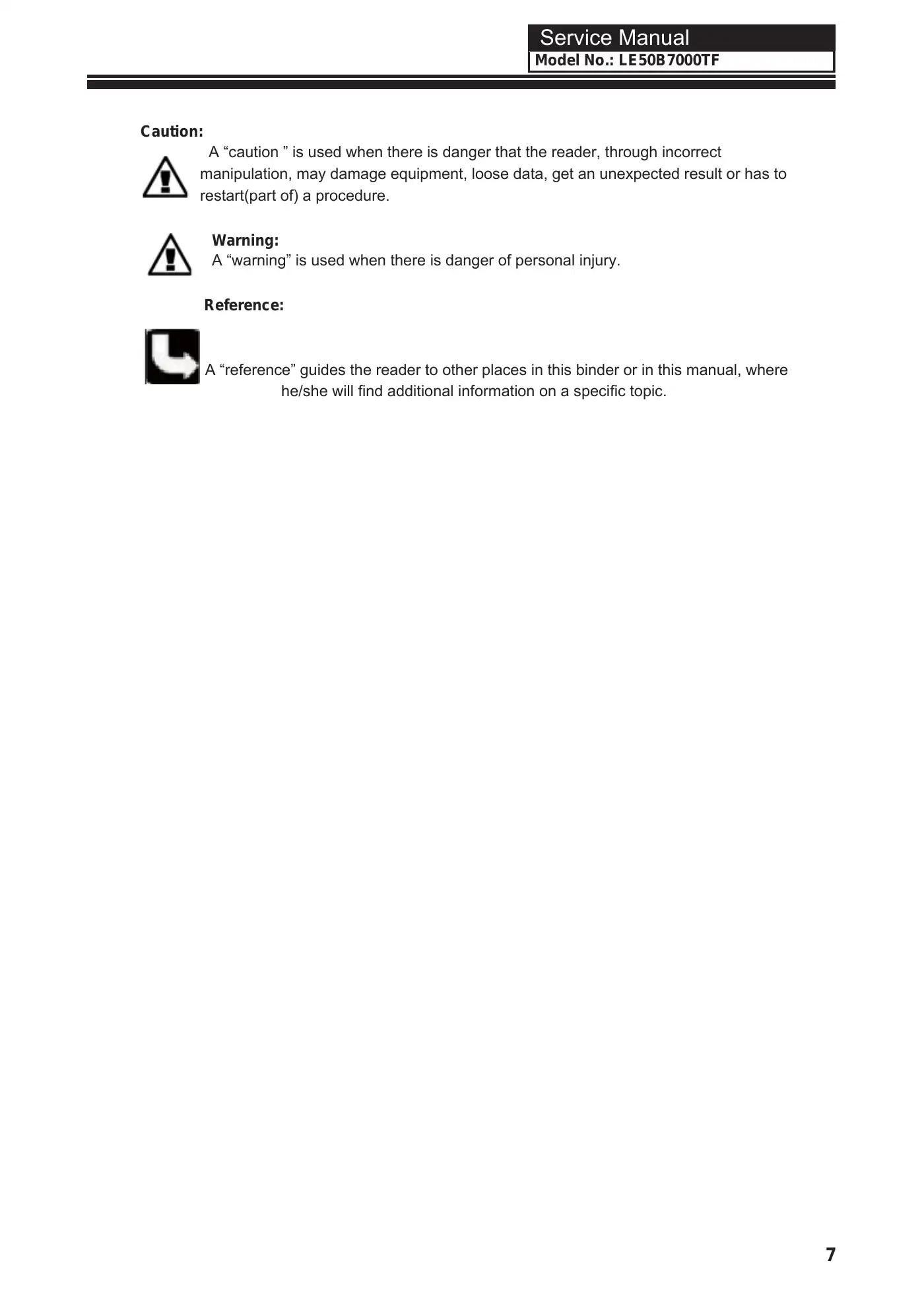 Haier LE50B7000TF Service Manual Manual pdf 8 page image
