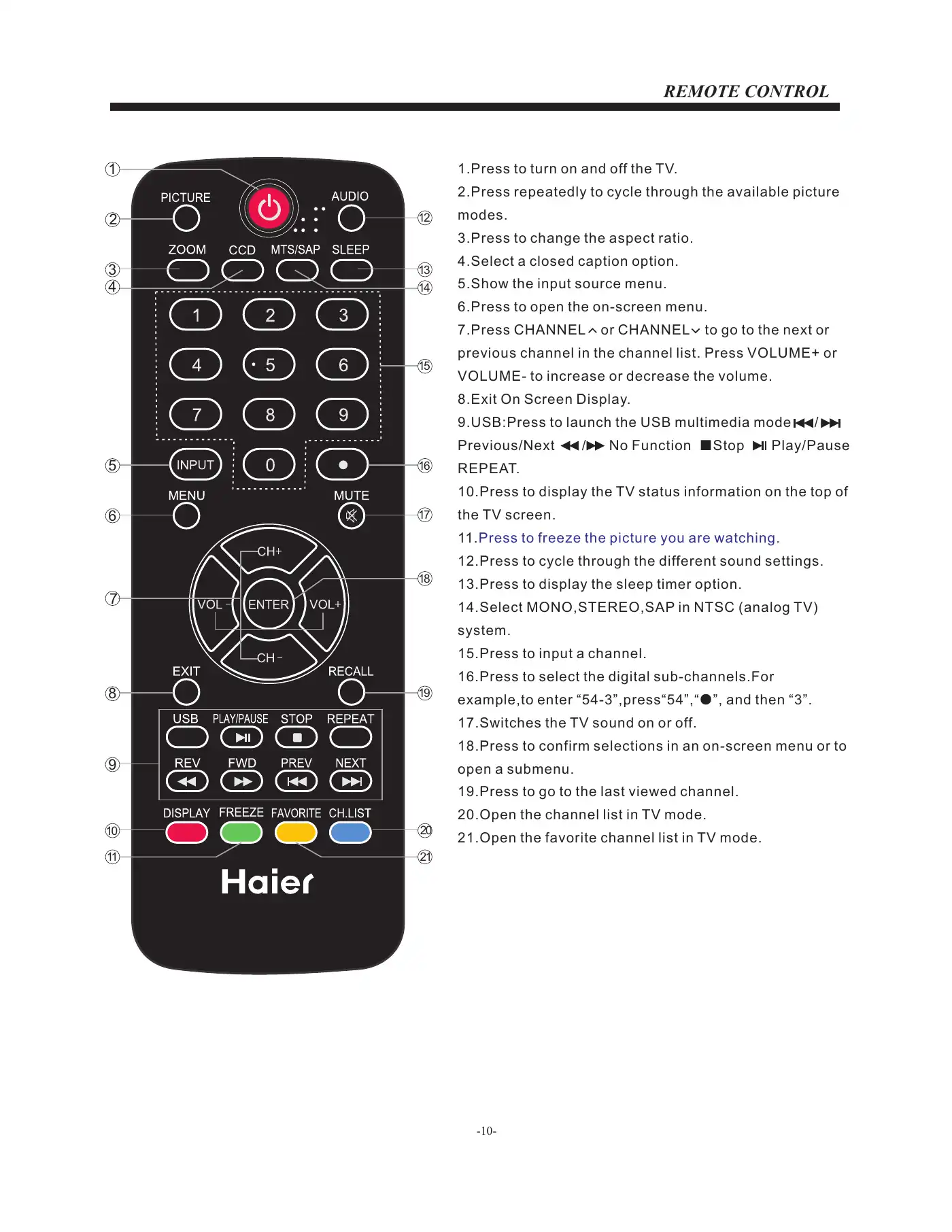 Haier LE50F2280 Manual Manual pdf 11 page image