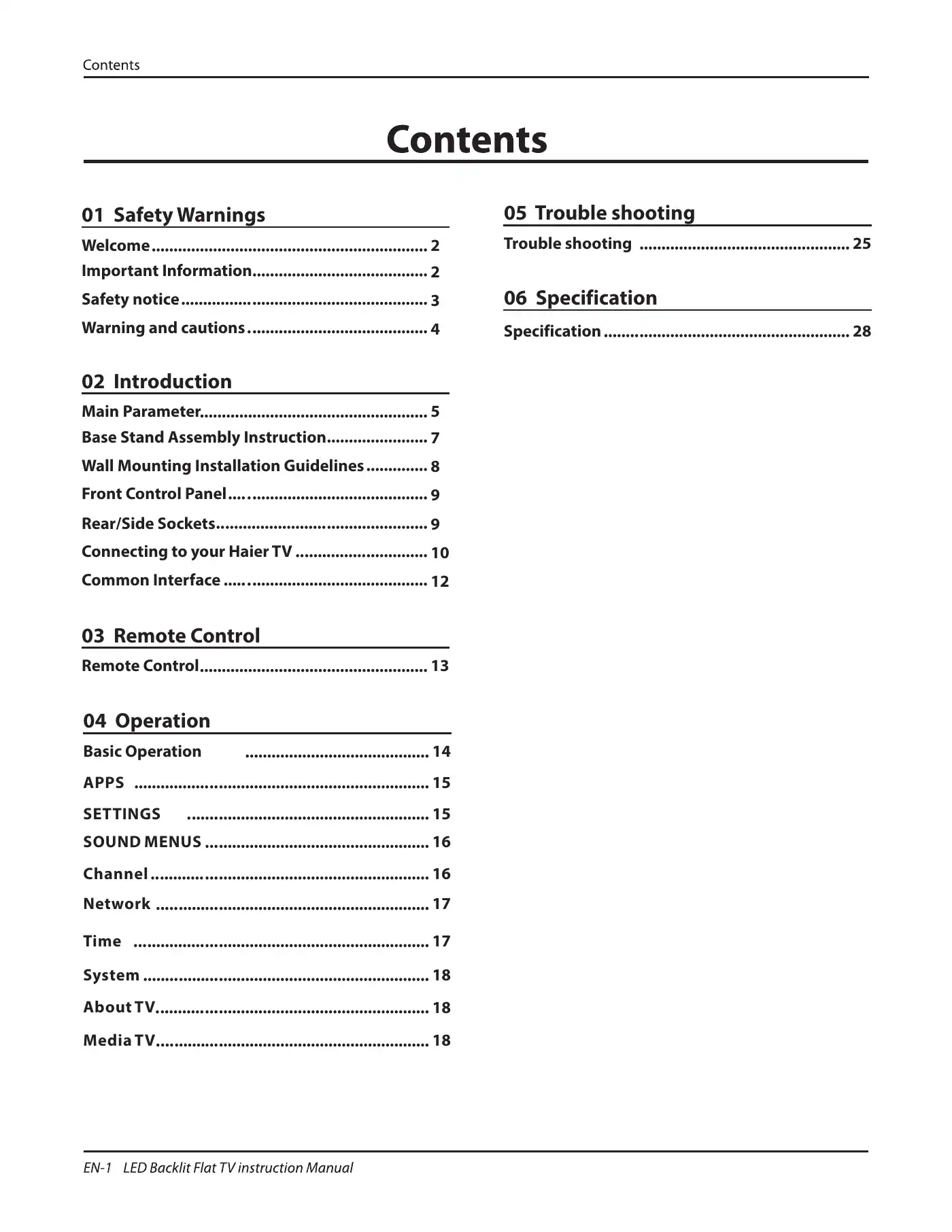 Haier LE50K6500U Instruction Manual Manual pdf 2 page image