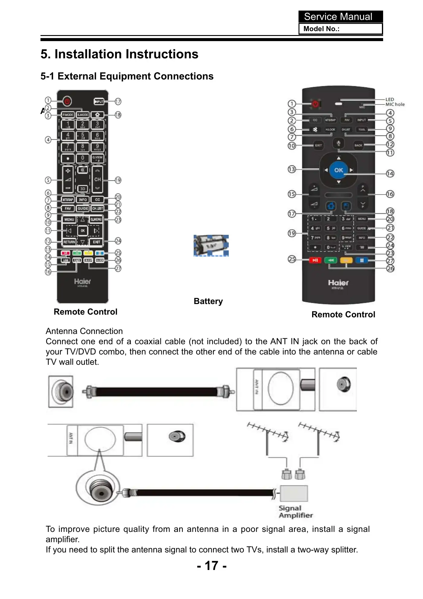 Haier LE50K6500U Service Manual Manual pdf 18 page image
