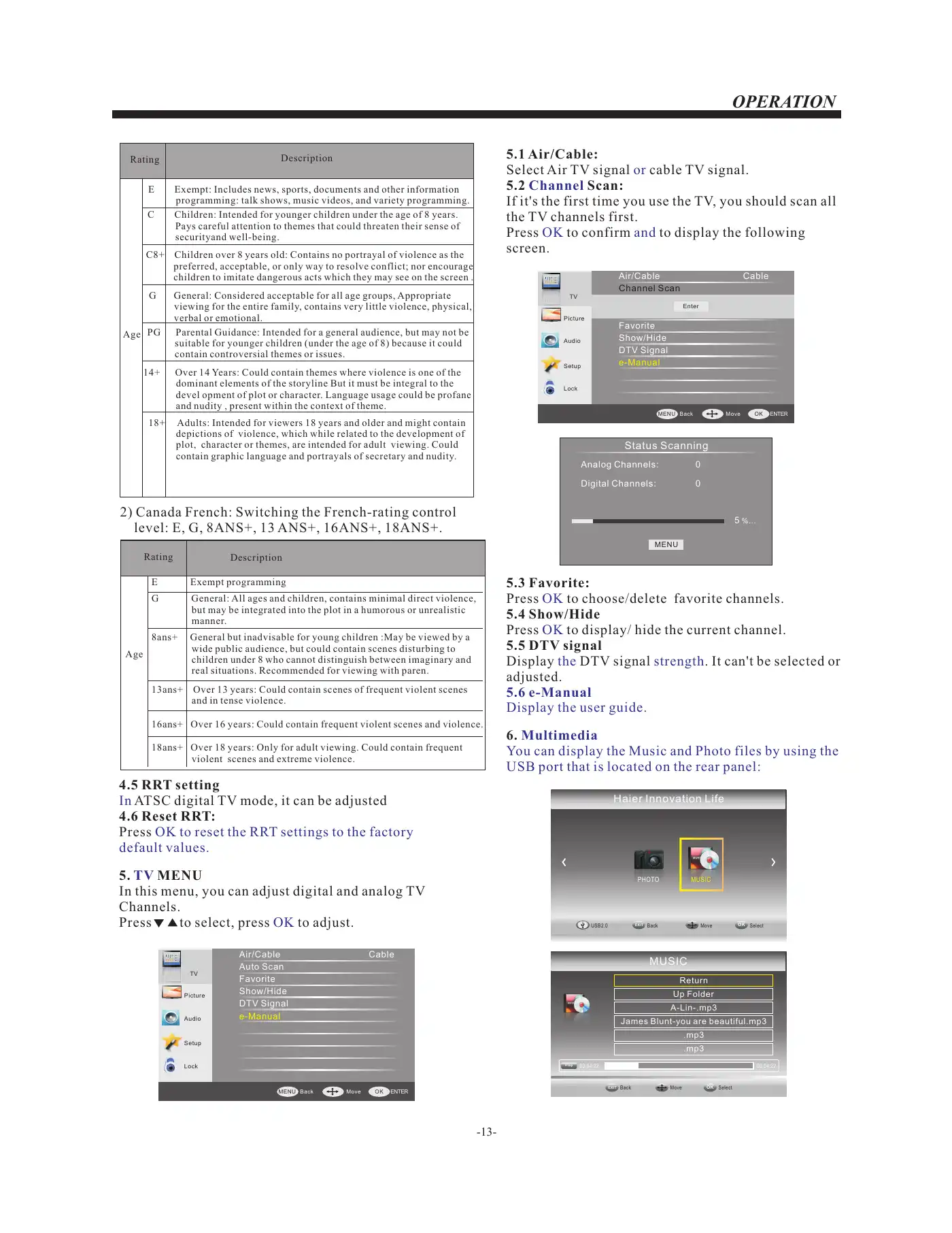 Haier LE55F32800 User Manual Manual pdf 14 page image
