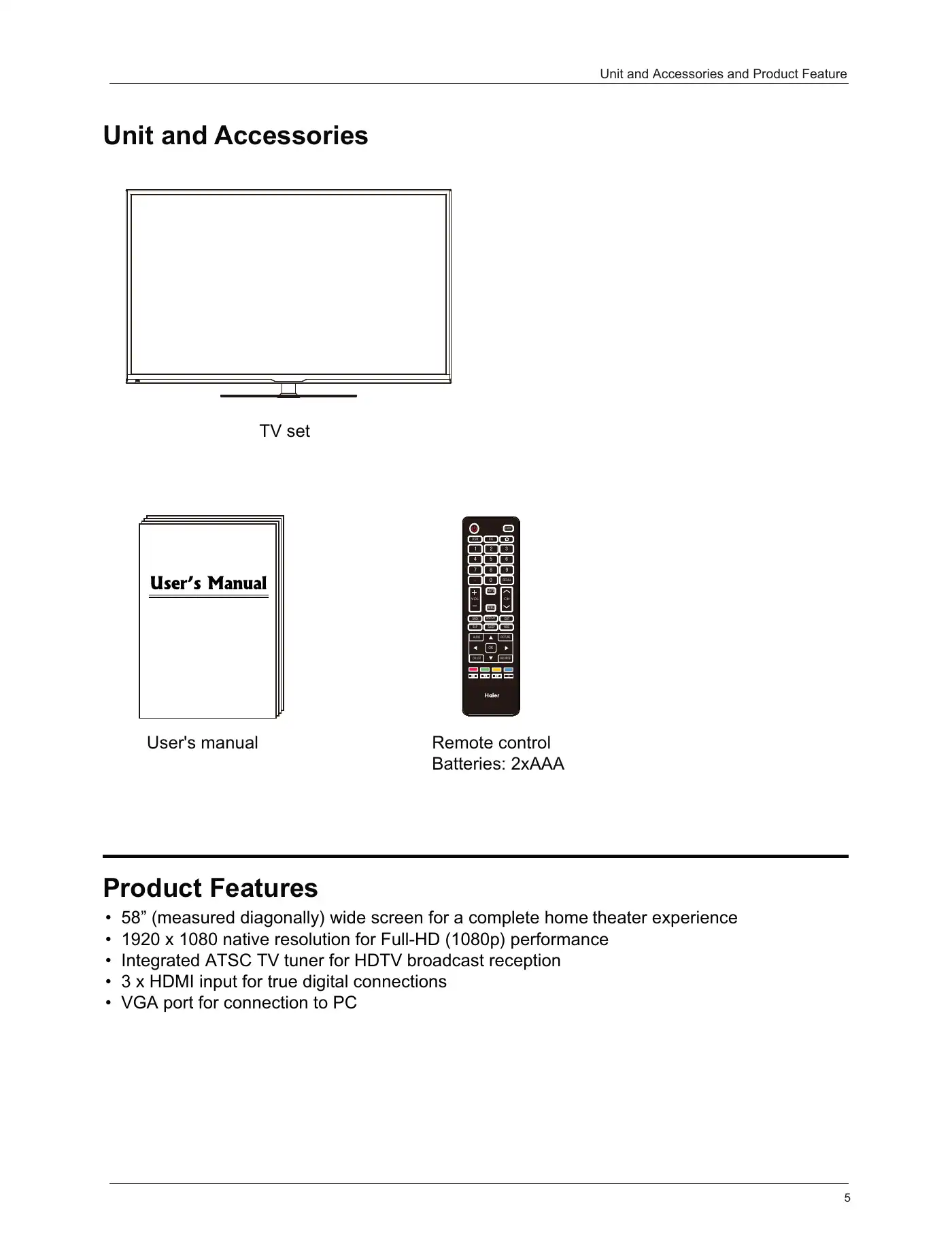 Haier LE58F3281 User Manual Manual pdf 7 page image
