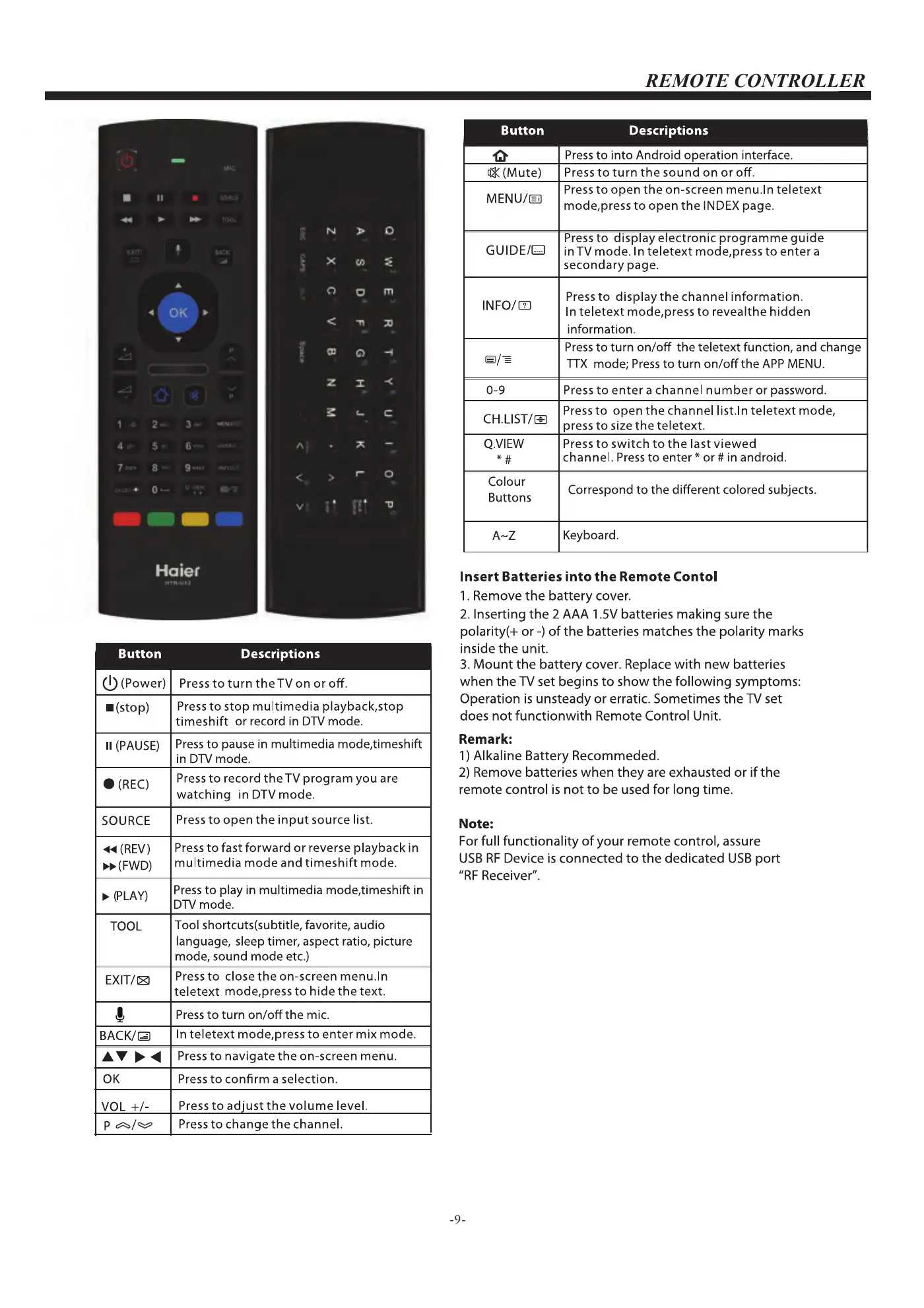 Haier LE75U9000SA User Manual Manual pdf 10 page image