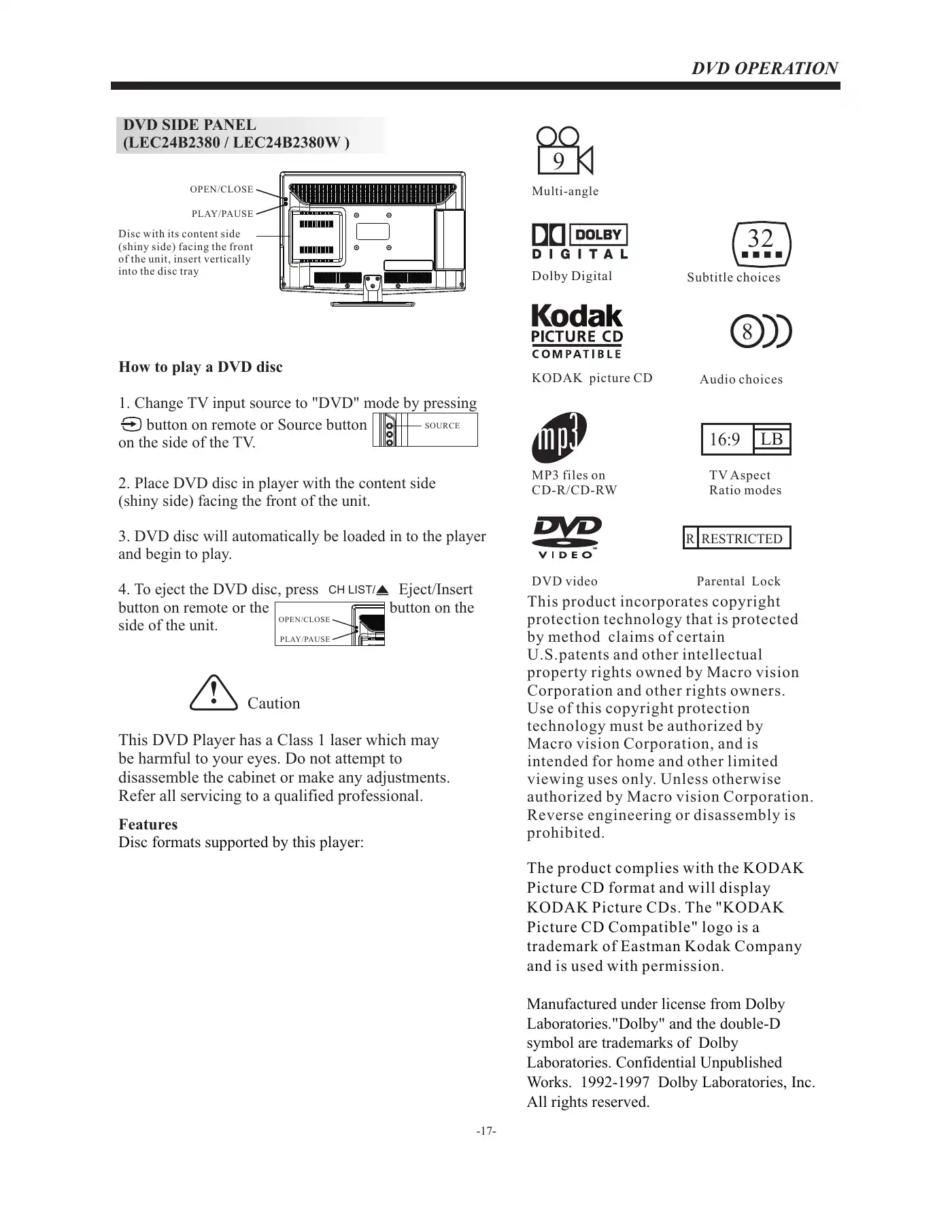 Haier LEC24B2380 User Manual Manual pdf 18 page image