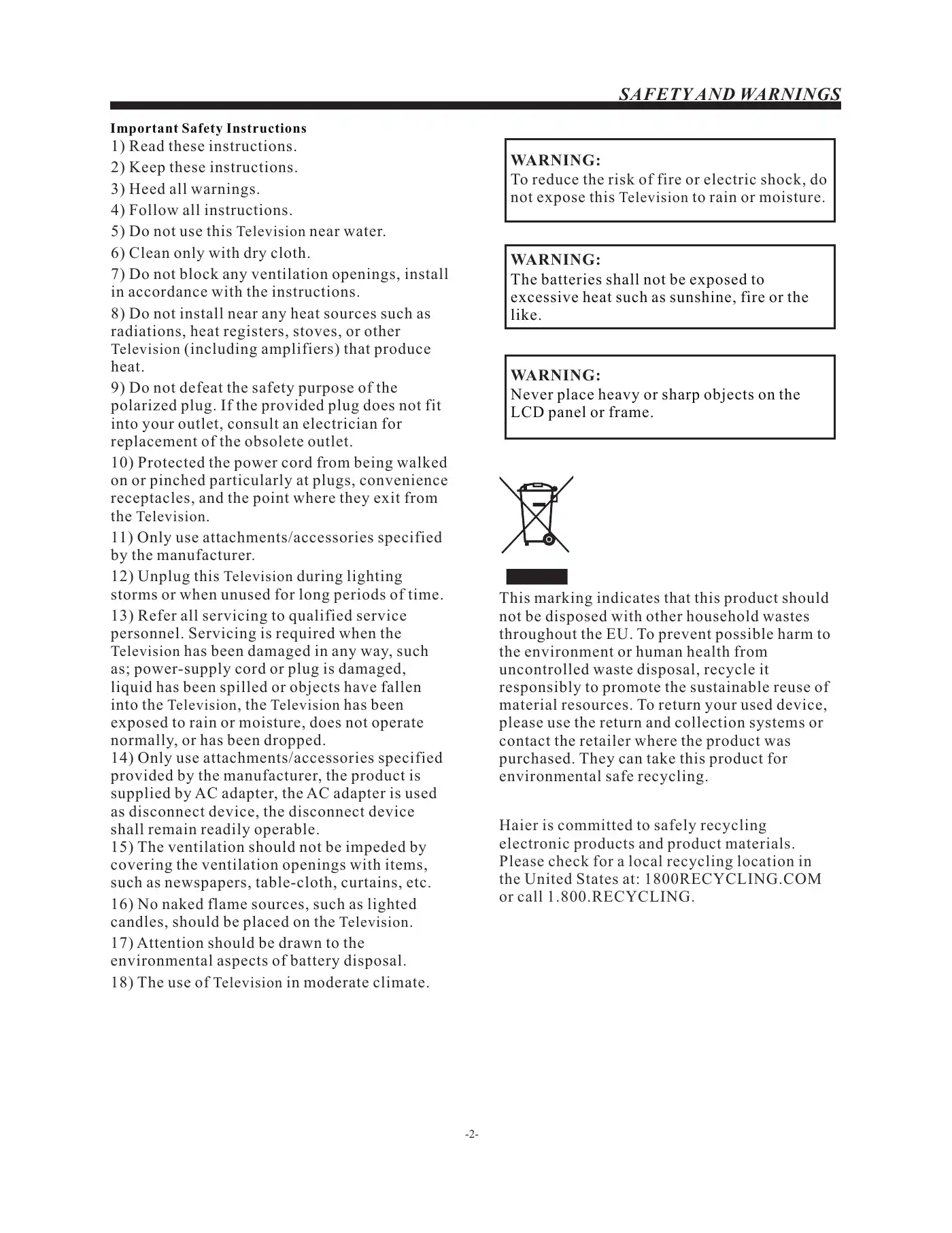 Haier LEC24B2380 User Manual Manual pdf 3 page image