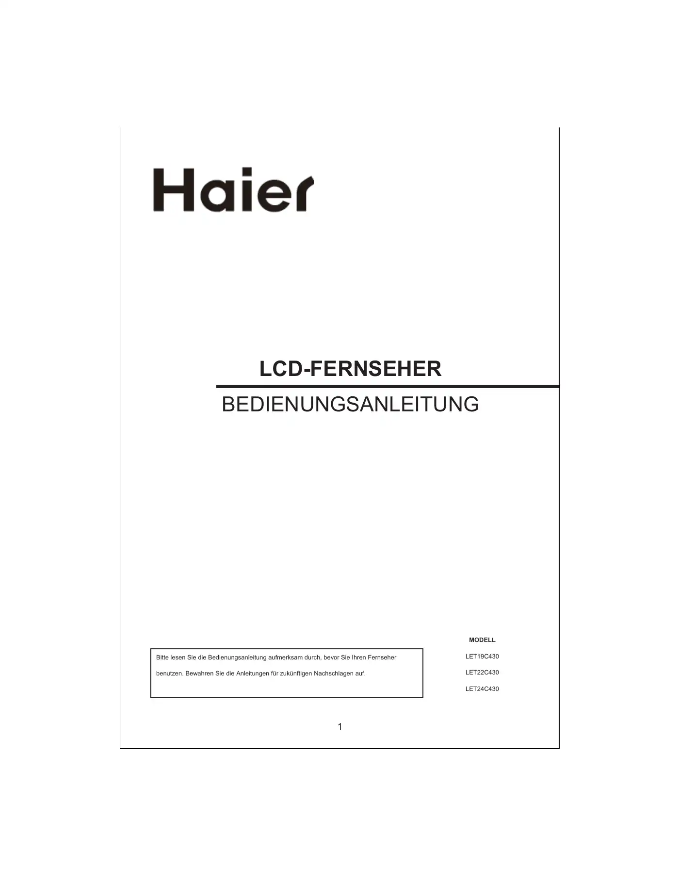 Haier LET19C430 User Manual Manual pdf 25 page image
