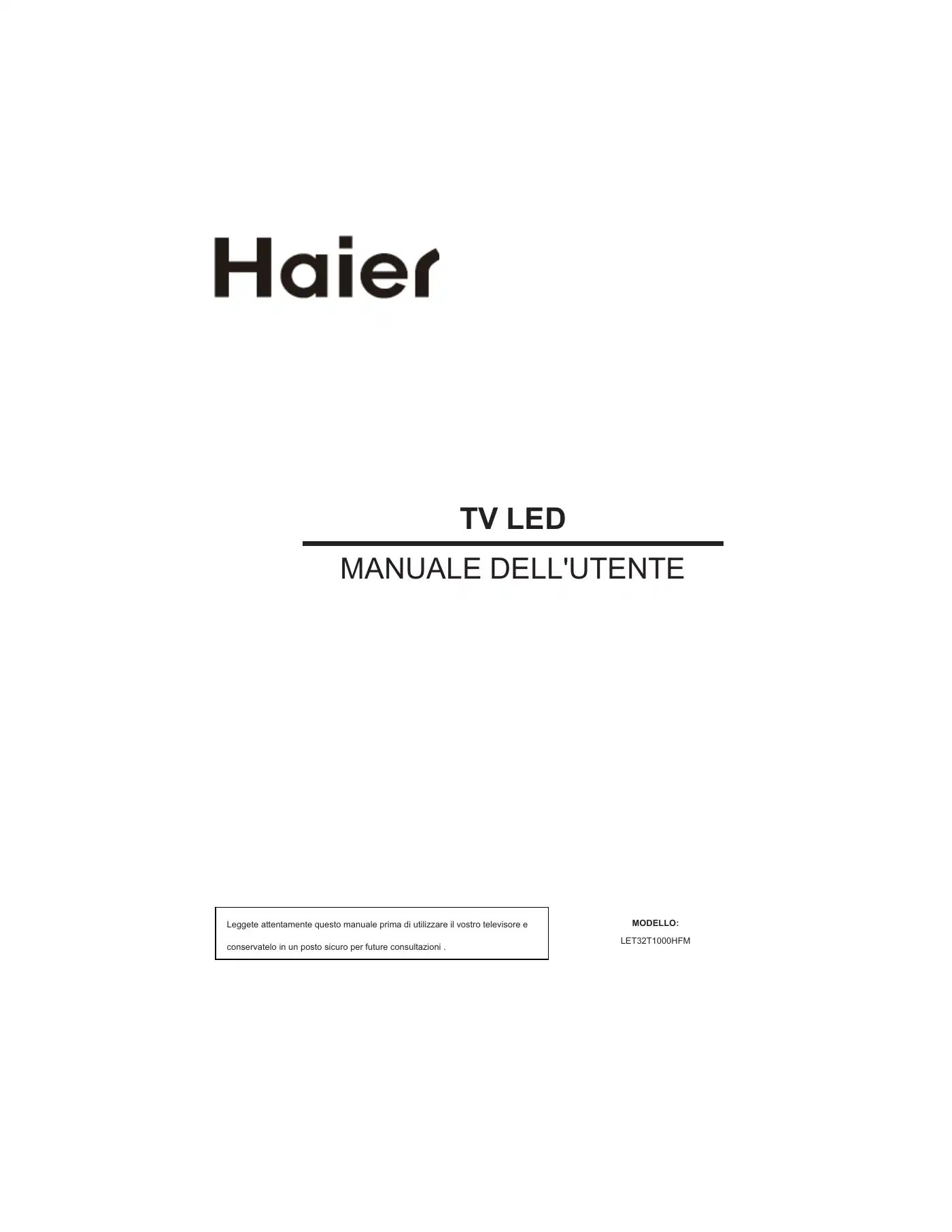 Haier LET32T1000HFM User Manual Manual pdf 168 page image