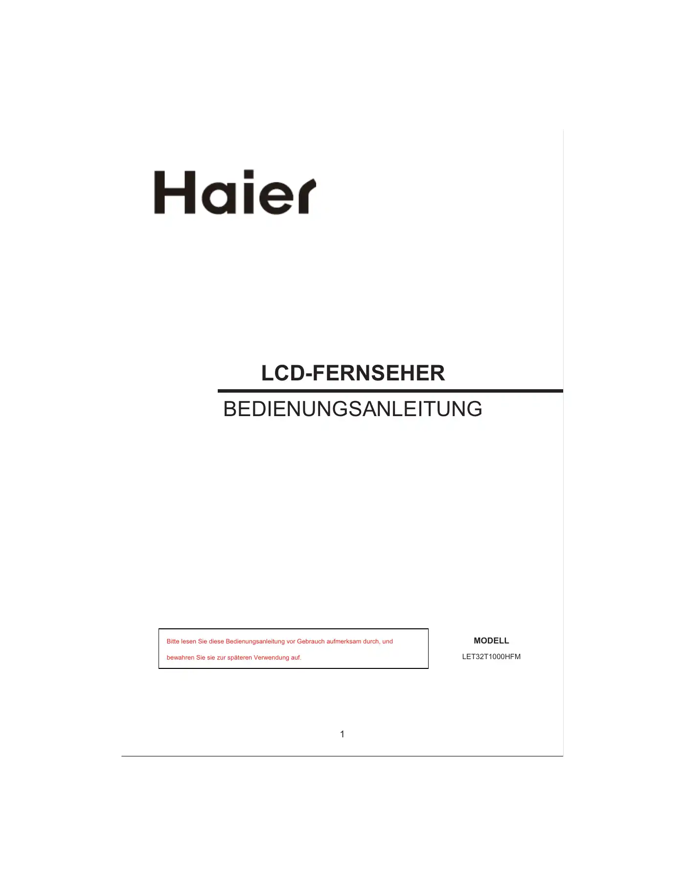 Haier LET32T1000HFM User Manual Manual pdf 29 page image