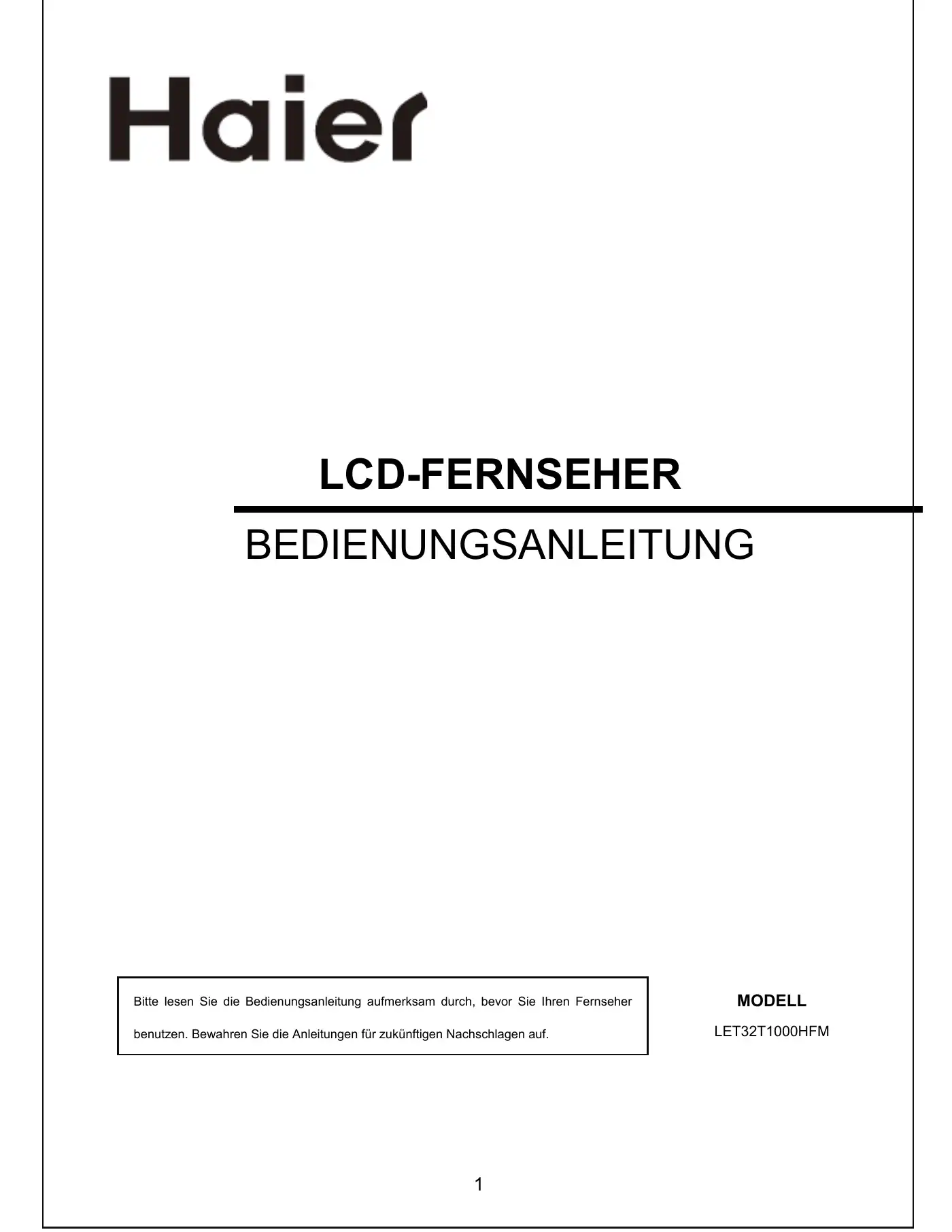 Haier LET32T1000HFM User Manual Manual pdf 29 page image