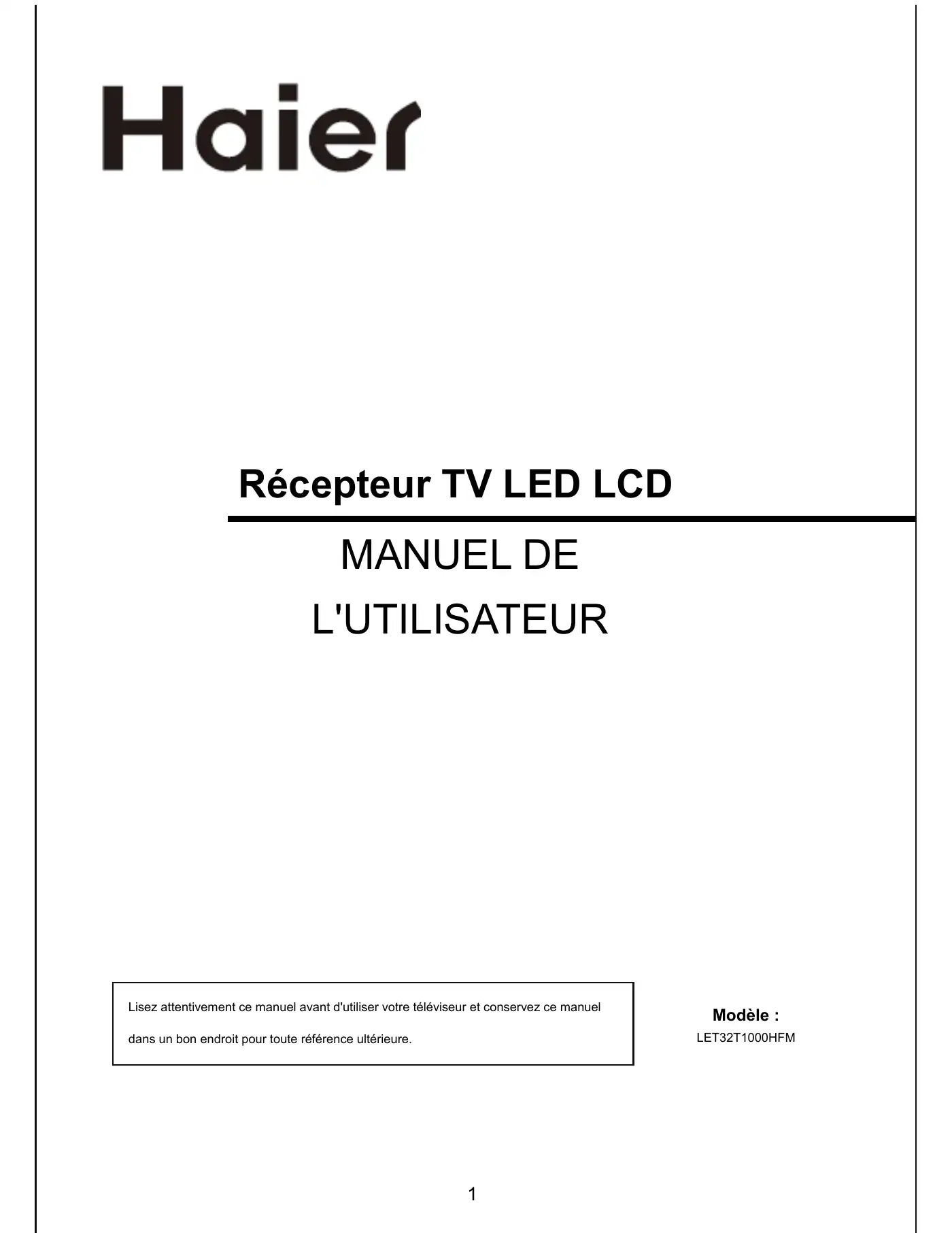 Haier LET32T1000HFM User Manual Manual pdf 63 page image