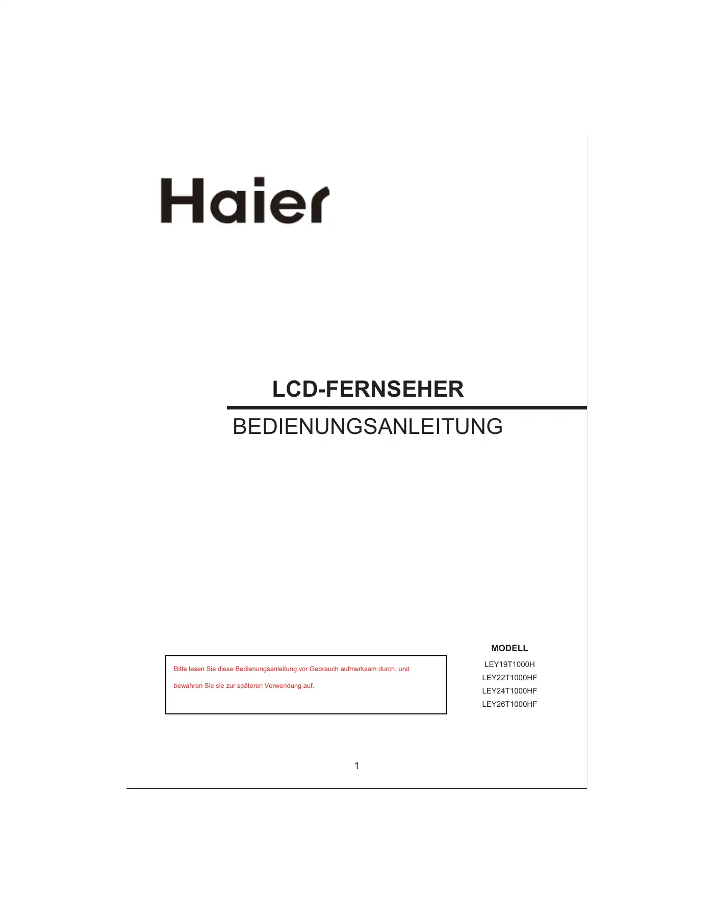 Haier LEY19T1000H User Manual Manual pdf 36 page image