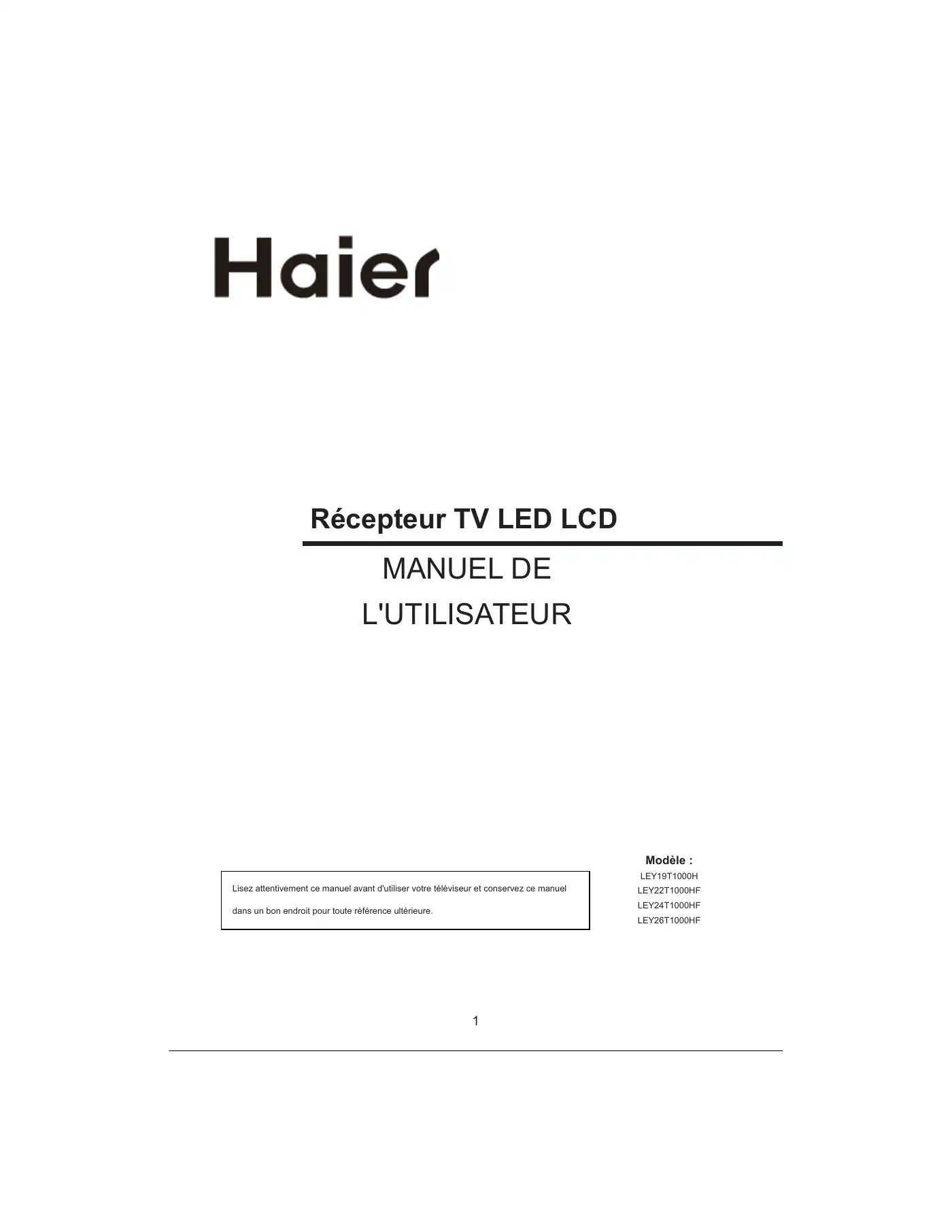 Haier LEY19T1000H User Manual Manual pdf 78 page image