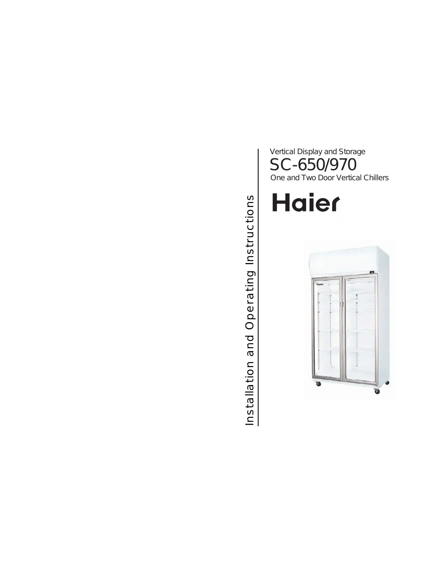 Haier SC-970 Installation And Operating Instructions Manual Manual pdf 1 page image