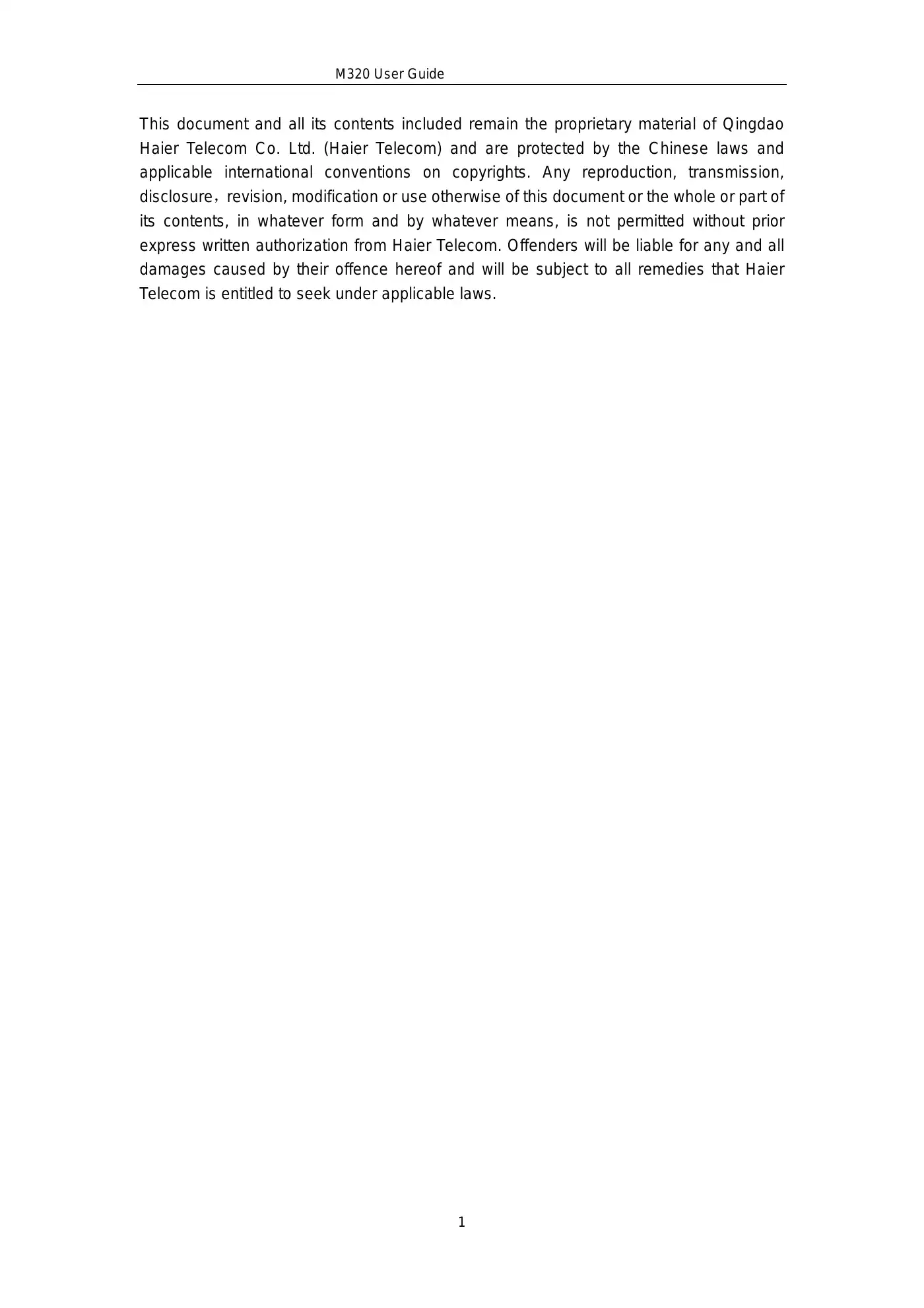 Haier M320 User Manual Manual pdf 1 page image