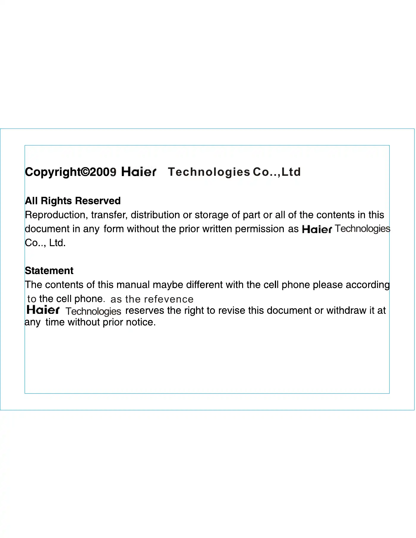 Haier WM200 User Manual Manual pdf 1 page image