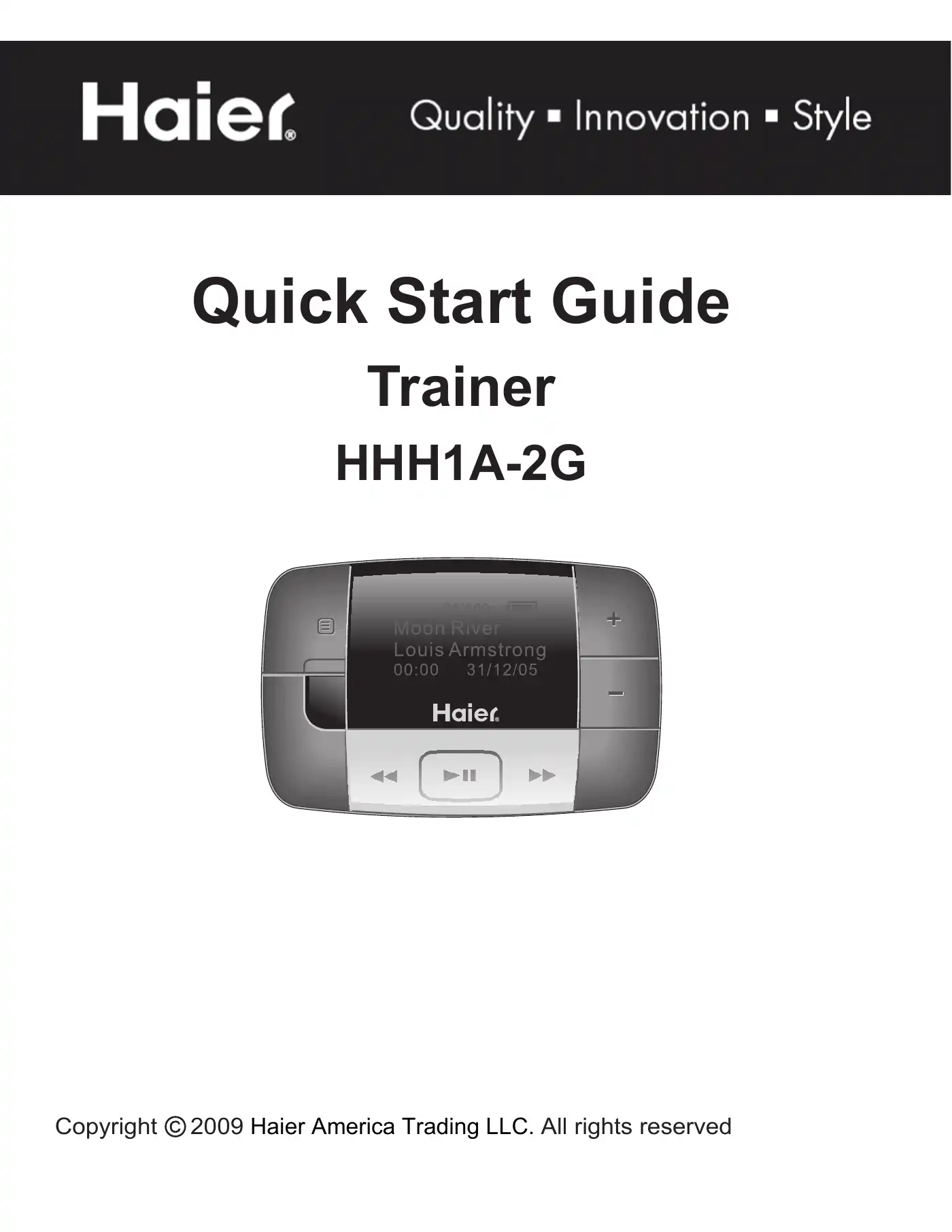 Haier ibiza Rhapsody HHH1A-2G Quick Start Manual Manual pdf 1 page image