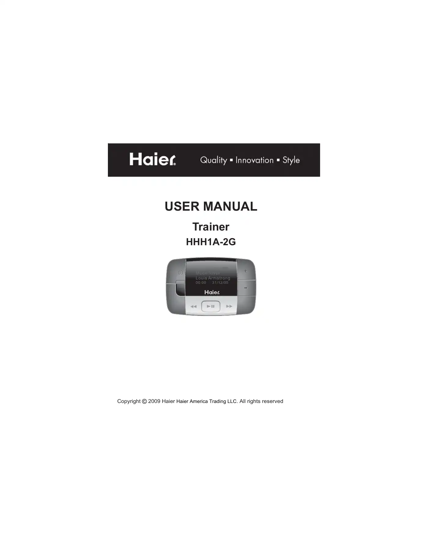 Haier HHH1A-2G User Manual Manual pdf 1 page image