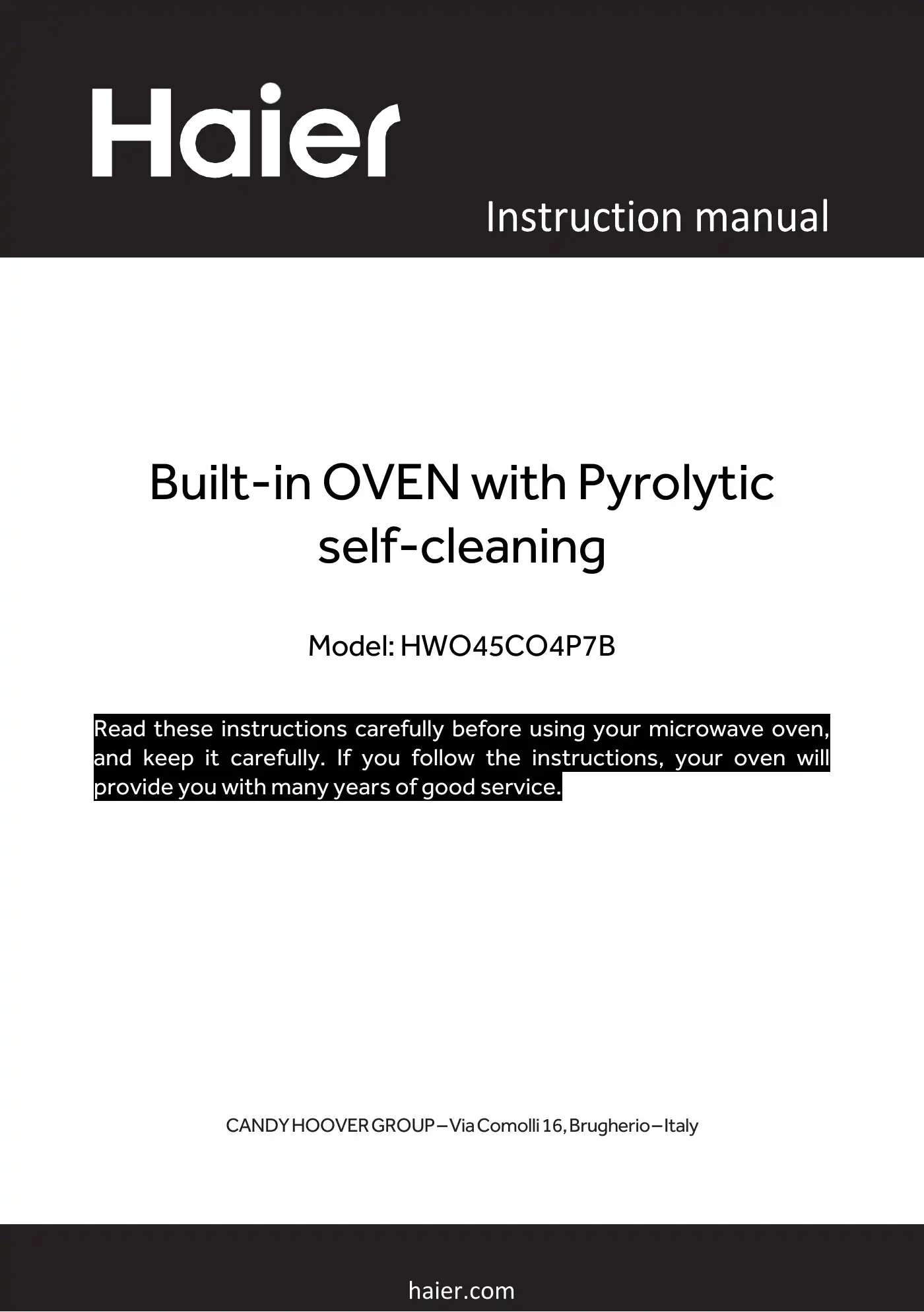 Haier Full Touch Series 4 Instruction Manual Manual pdf 1 page image