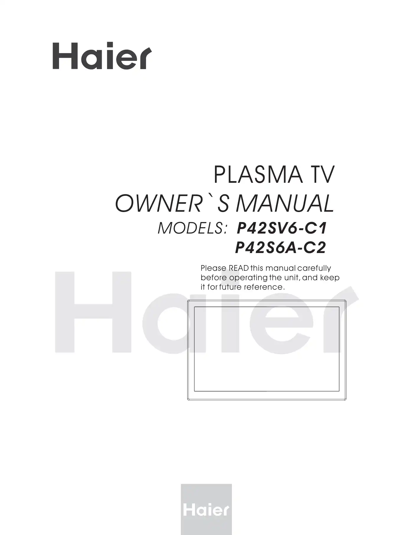 Haier P42S6A-C2 Owner's Manual Manual pdf 1 page image
