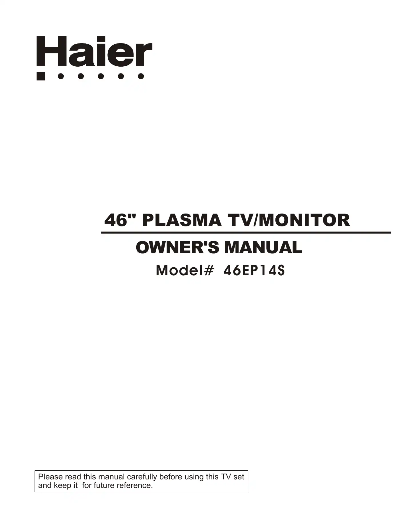 Haier 46EP14S - ANNEXE 247 Owner's Manual Manual pdf 1 page image