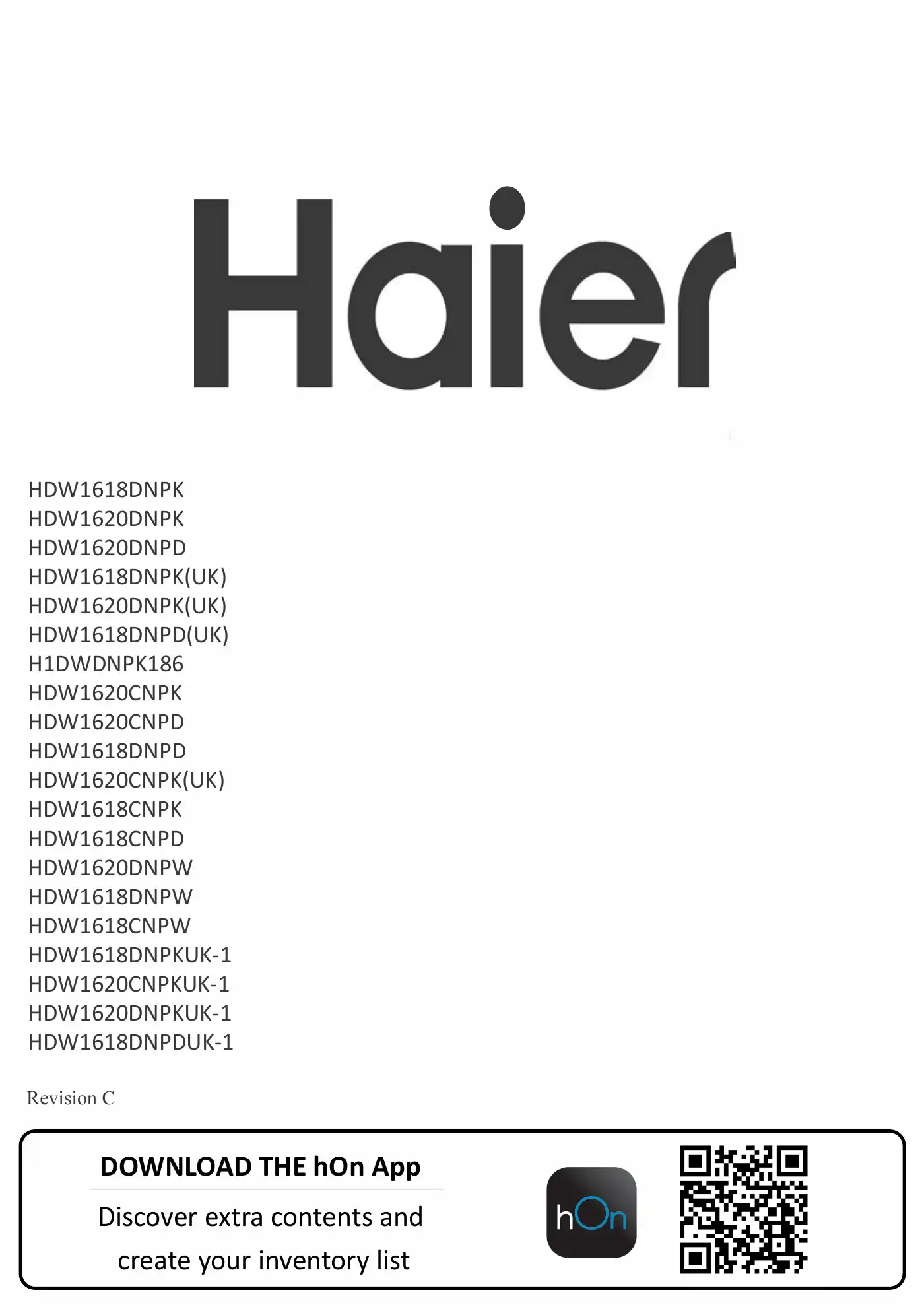 Haier HDW1618DNPK Manual Manual pdf 1 page image