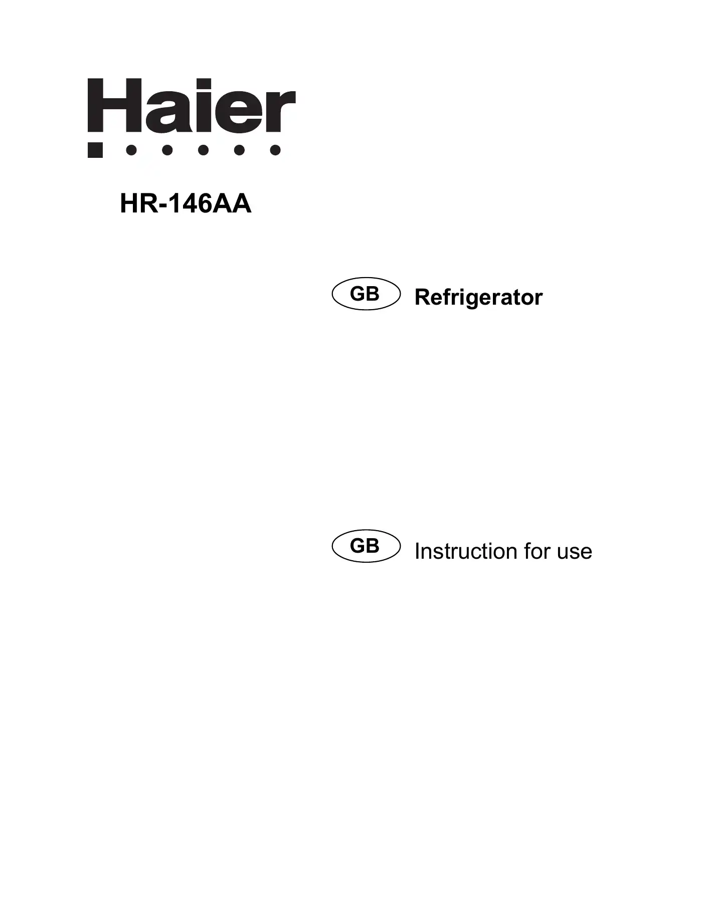Haier HR-146AA Instructions For Use Manual Manual pdf 1 page image