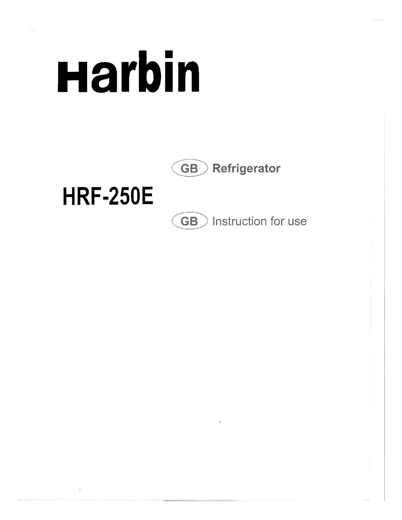 Haier HRF-250E Instructions For Use Manual Manual pdf 1 page image