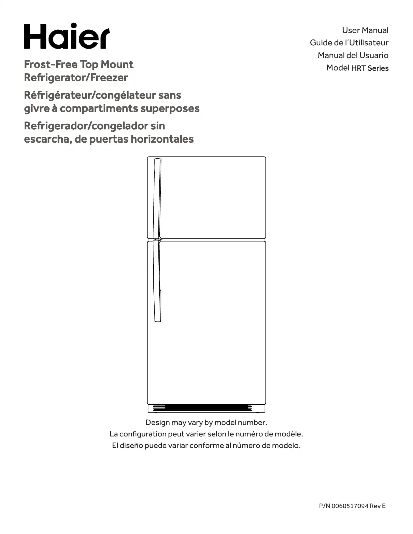 Haier HRT Series User Manual Manual pdf 1 page image