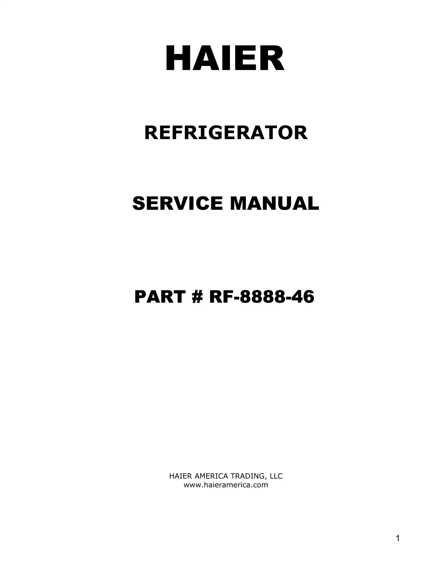 Haier RF-8888-46 Service Manual Manual pdf 1 page image