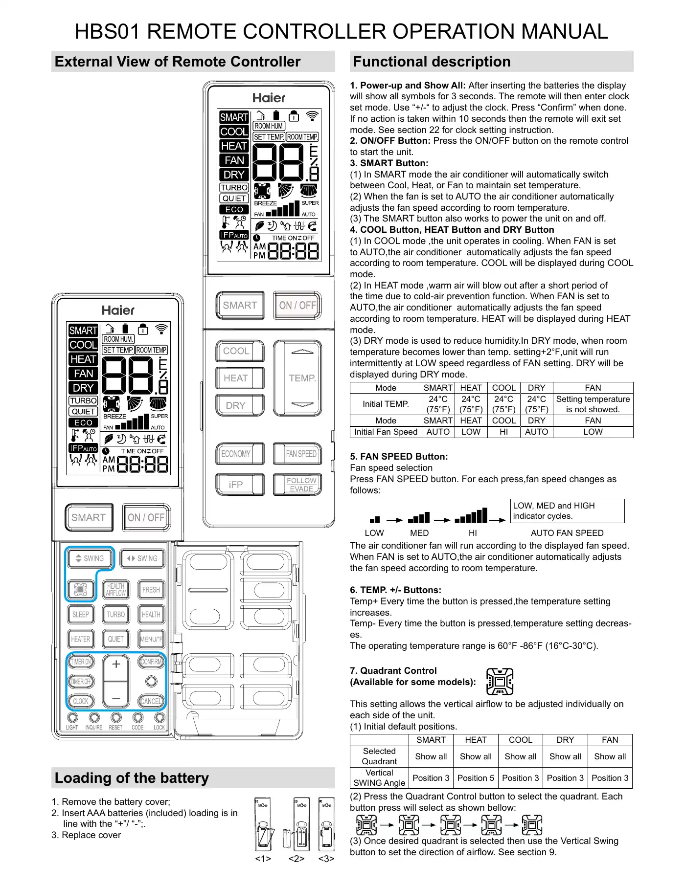 Haier HBS01 Operation Manual Manual pdf 1 page image