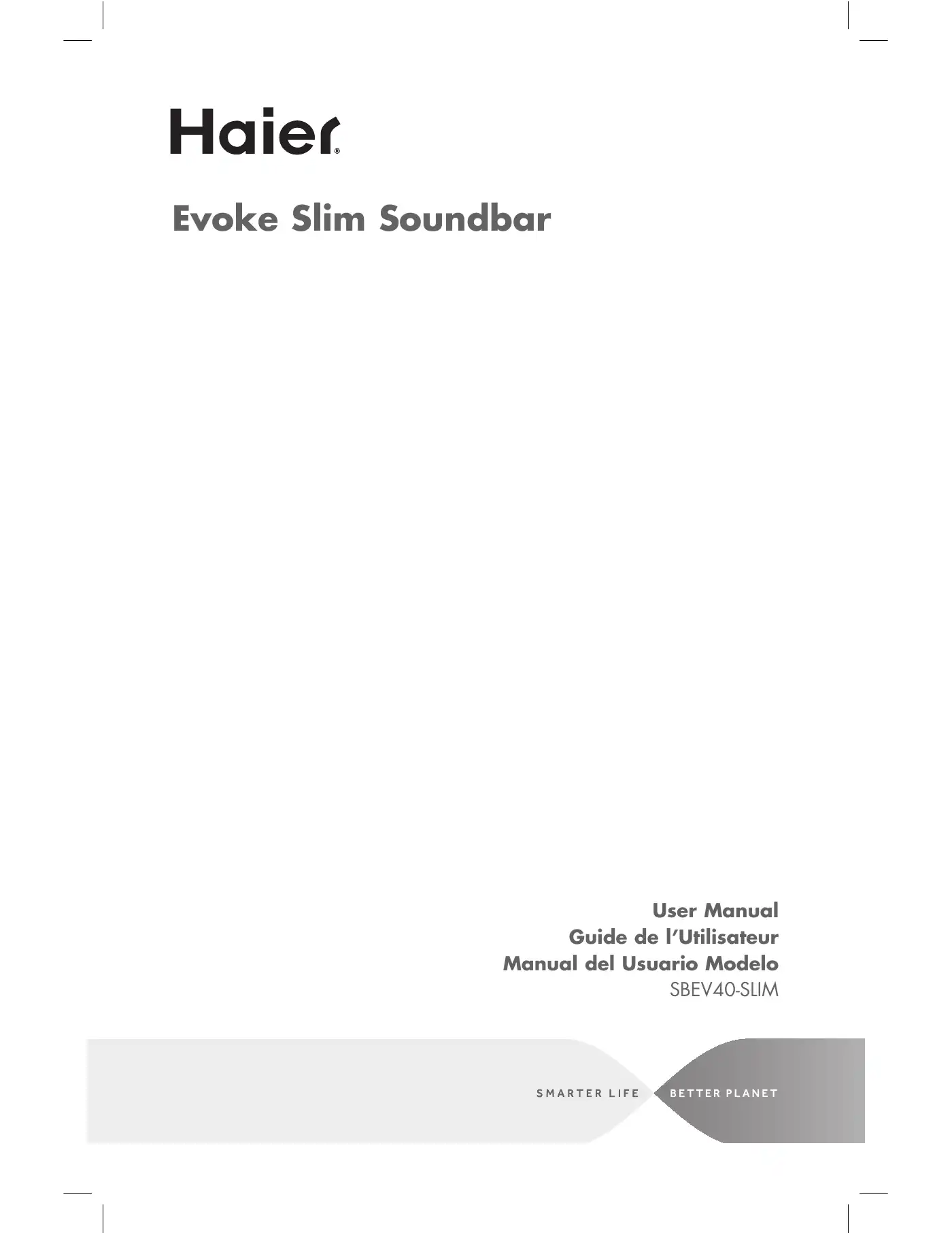 Haier SBEV40-SLIM User Manual Manual pdf 1 page image