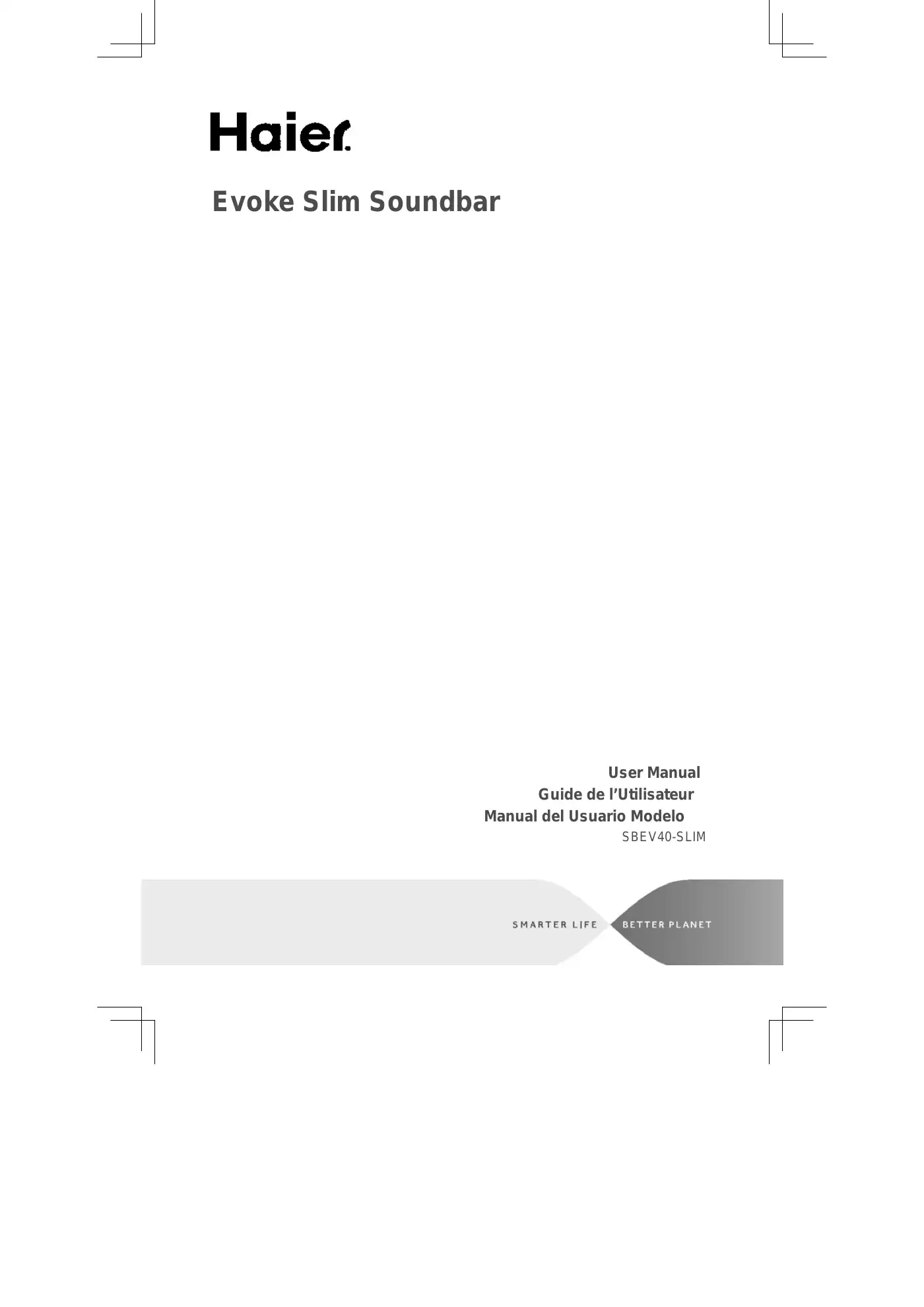 Haier SBEV40SUB User Manual Manual pdf 1 page image