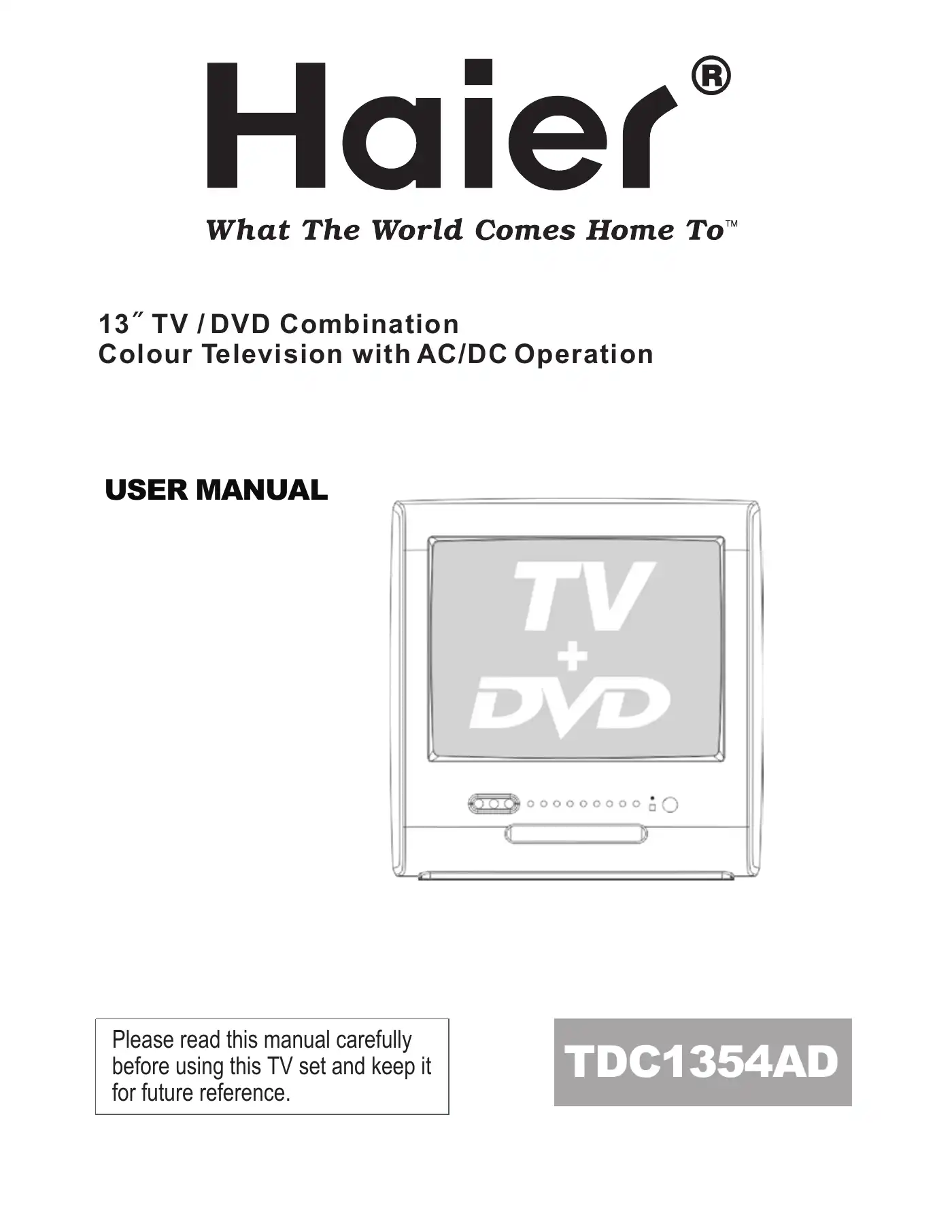 Haier TDC1354AD User Manual Manual pdf 1 page image