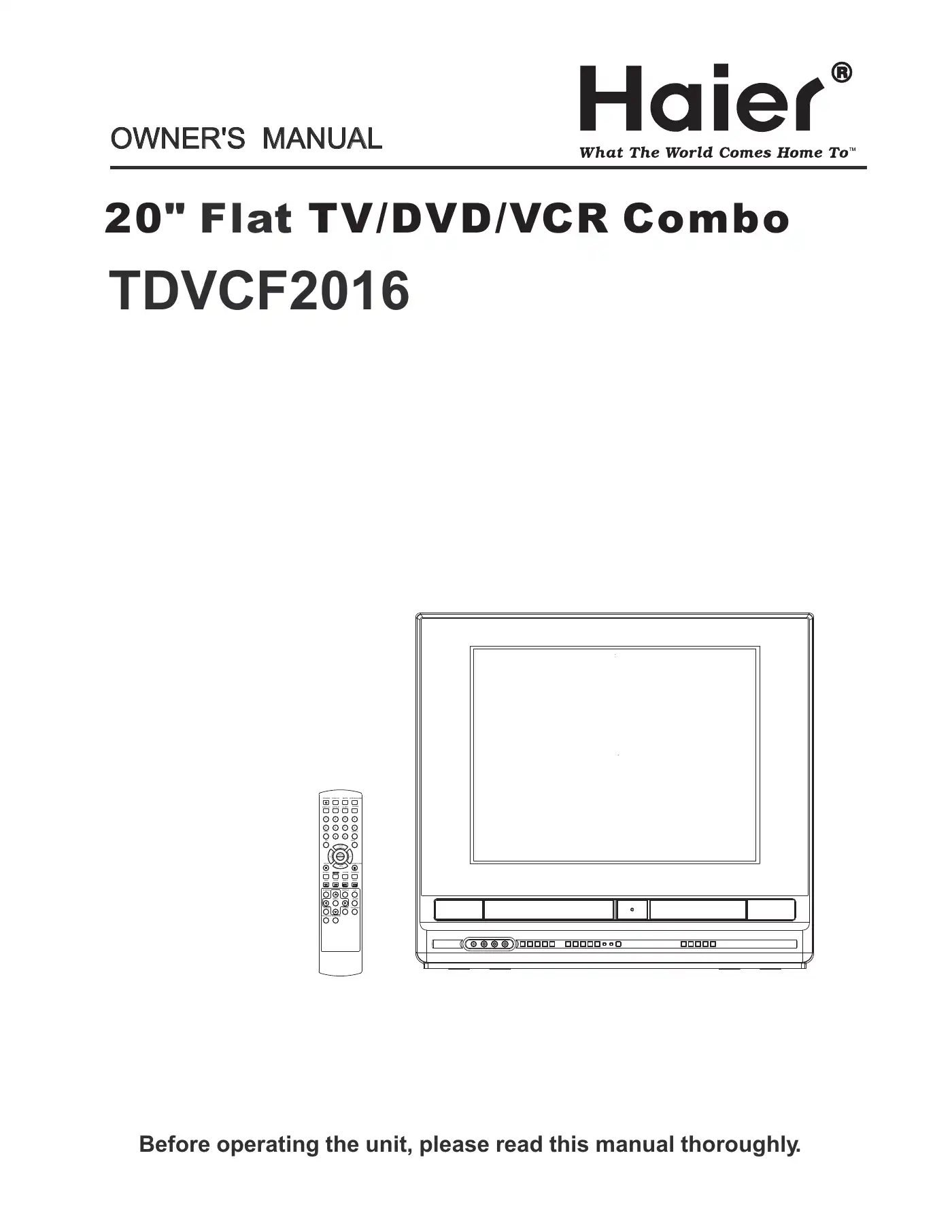 Haier TDVCF2016 Owner's Manual Manual pdf 1 page image