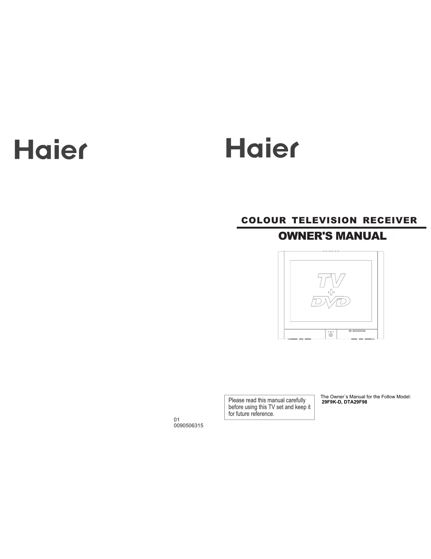 Haier 29F9K-D Owner's Manual Manual pdf 1 page image