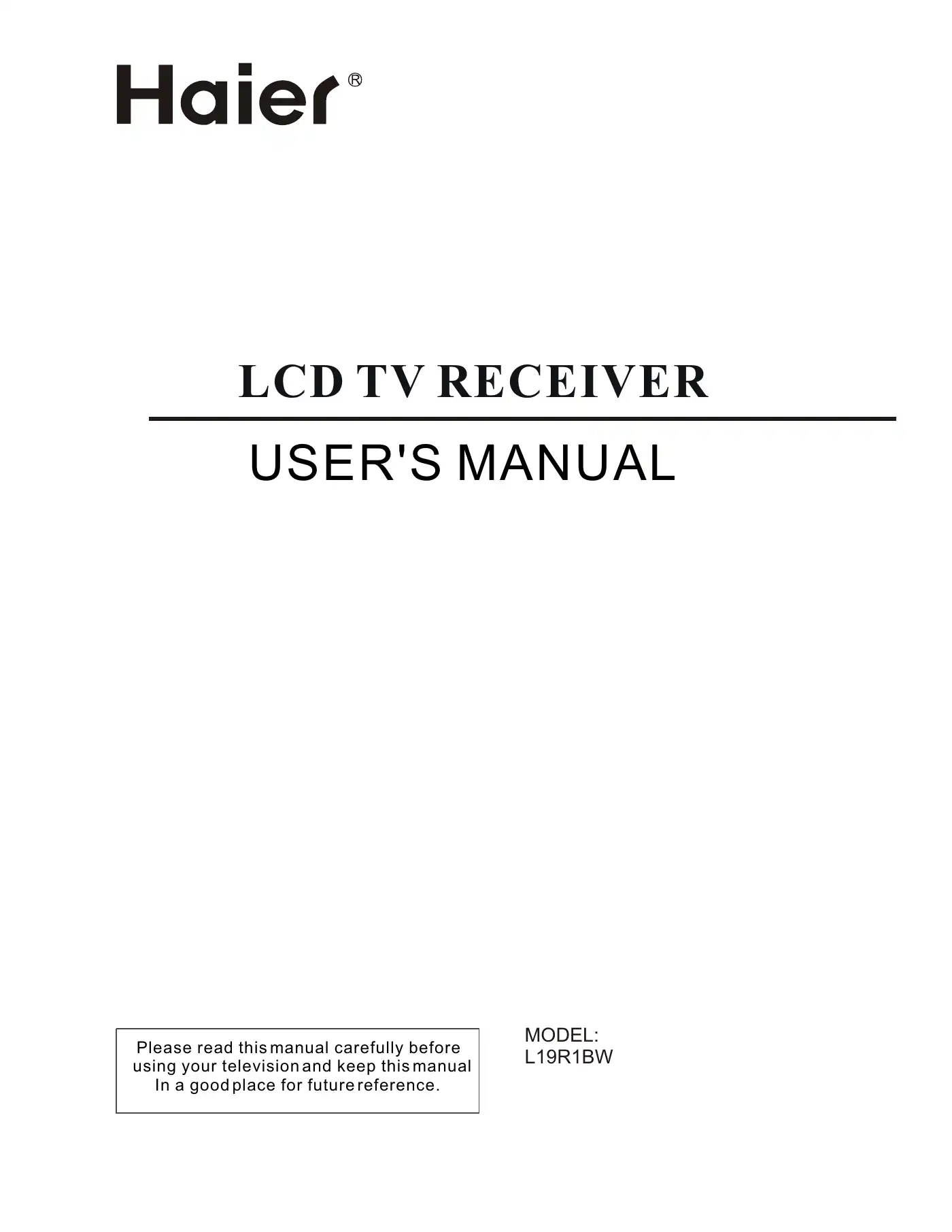 Haier L19R1BW User Manual Manual pdf 1 page image