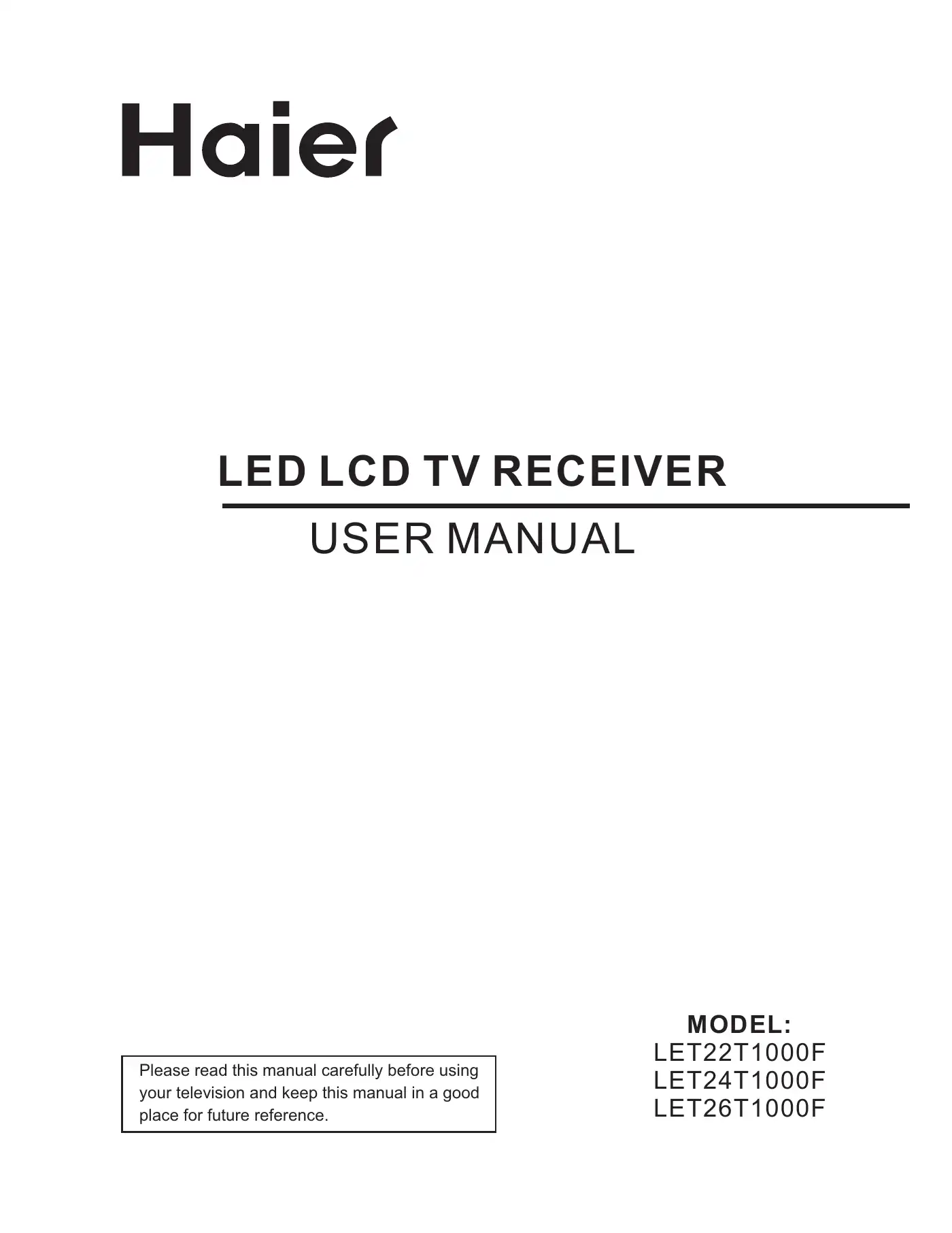 Haier LET22T1000F User Manual Manual pdf 1 page image