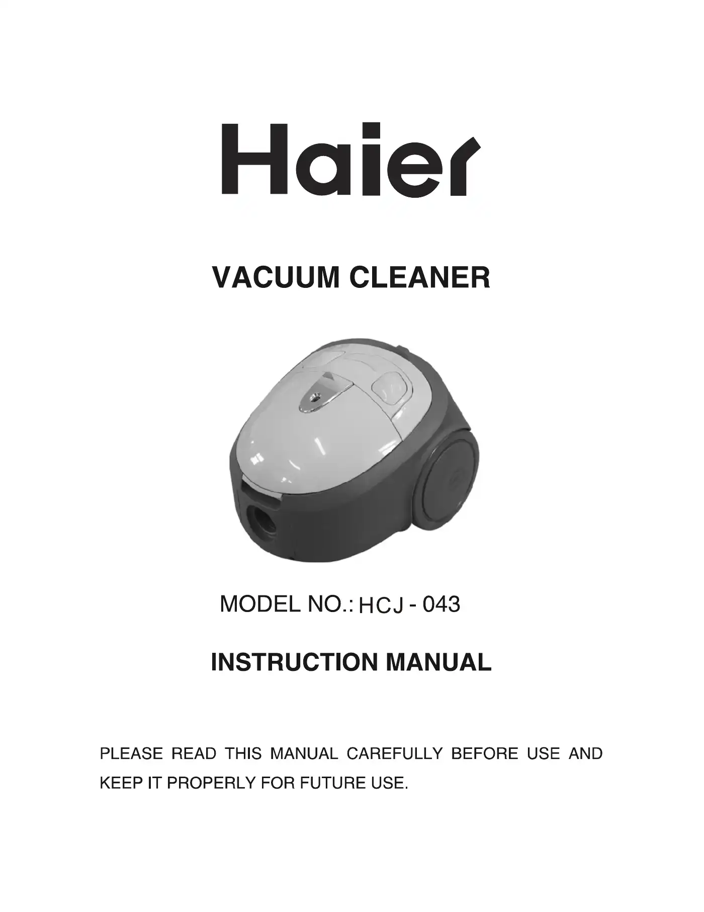 Haier HCJ-043 Instruction Manual Manual pdf 1 page image