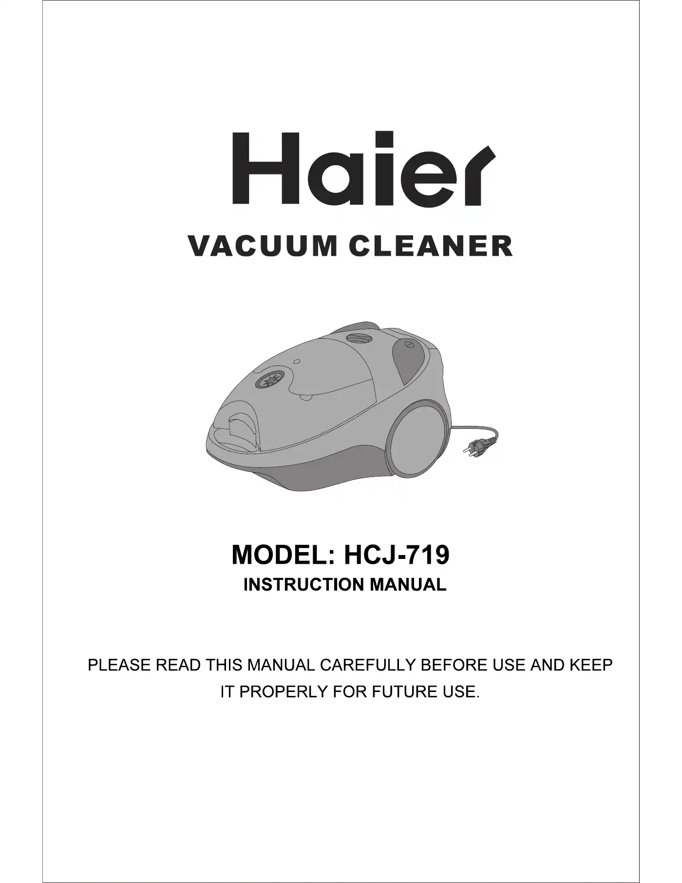 Haier HCJ-719 Instruction Manual Manual pdf 1 page image