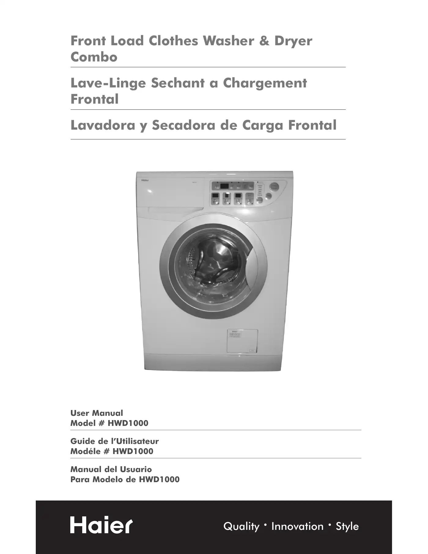 Haier HWD1000 User Manual Manual pdf 1 page image