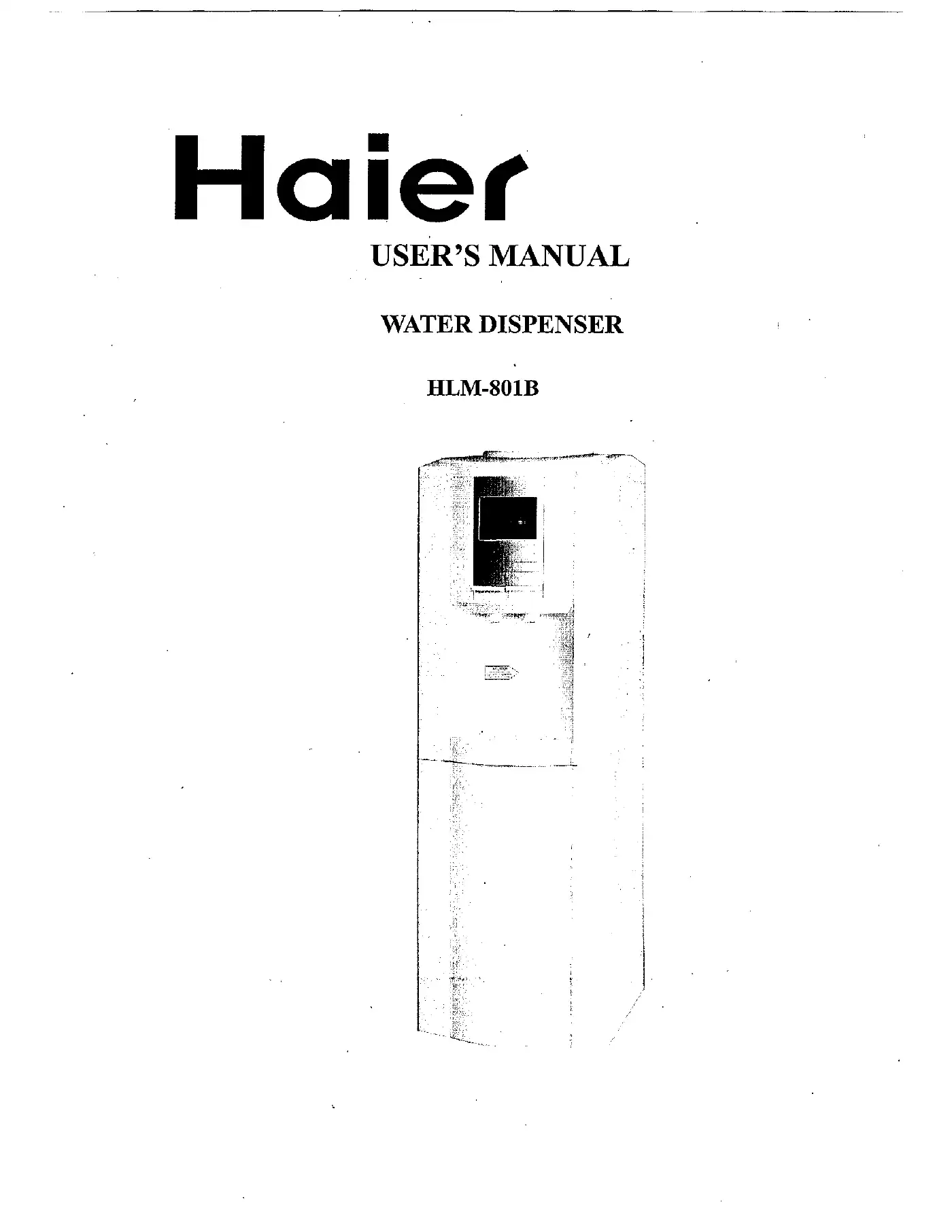 Haier HLM-801B User Manual Manual pdf 1 page image