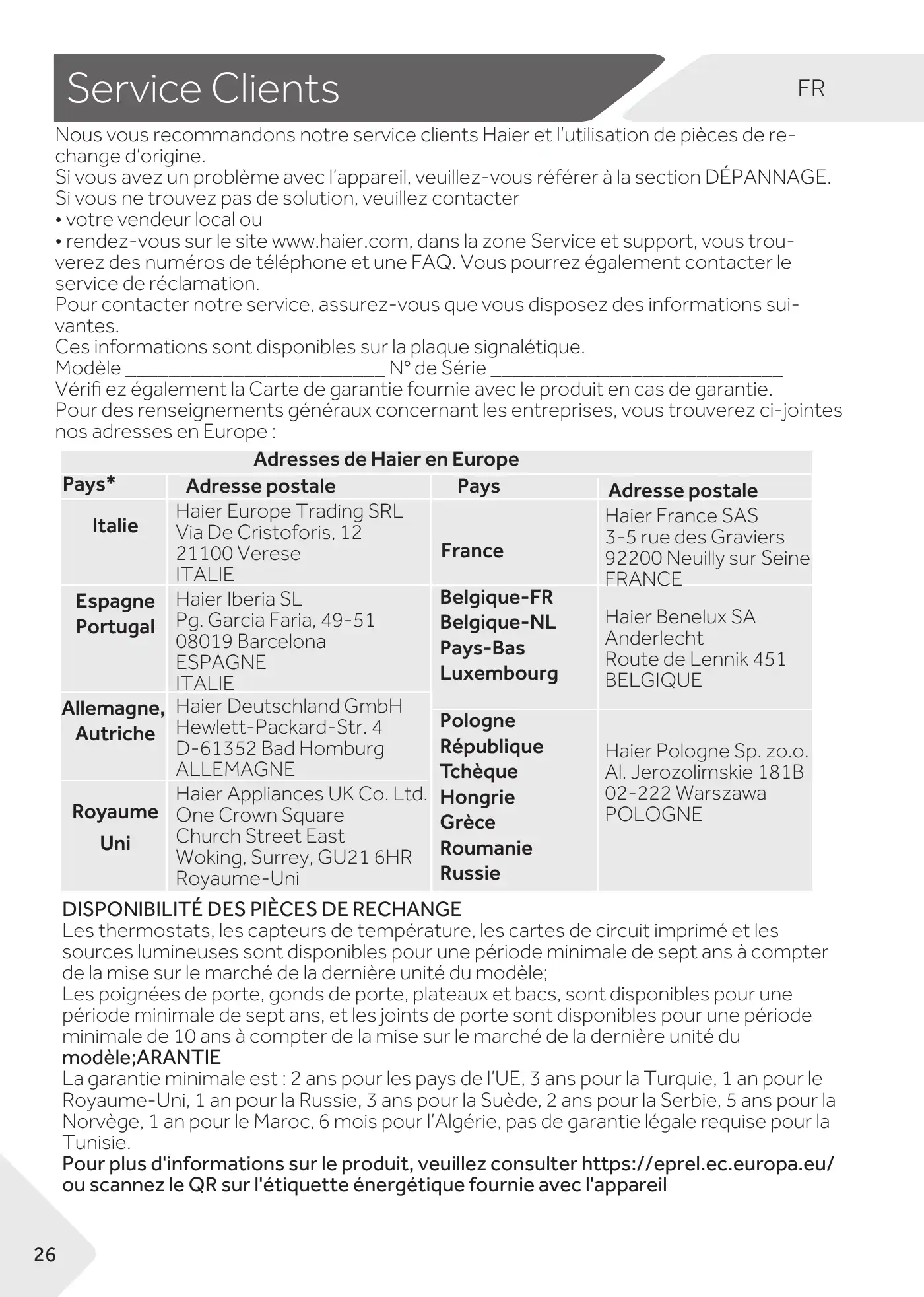 Haier WS105GA User Manual Manual pdf 88 page image