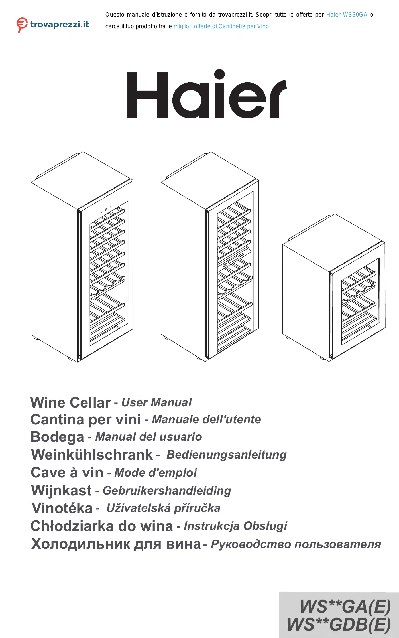 Haier WS GA Series User Manual Manual pdf 1 page image