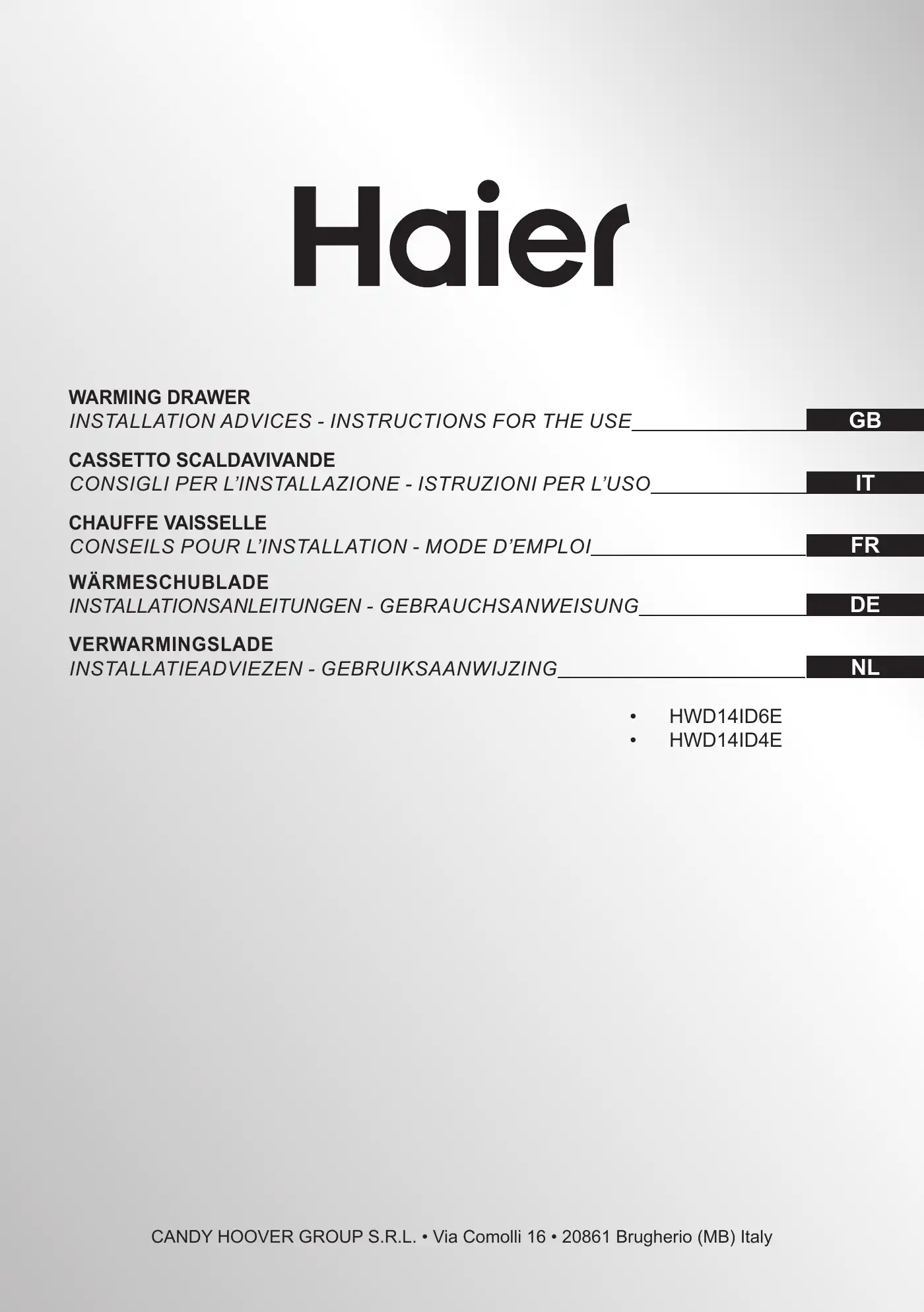 Haier HWD14ID6E Instructions Manual Manual pdf 1 page image