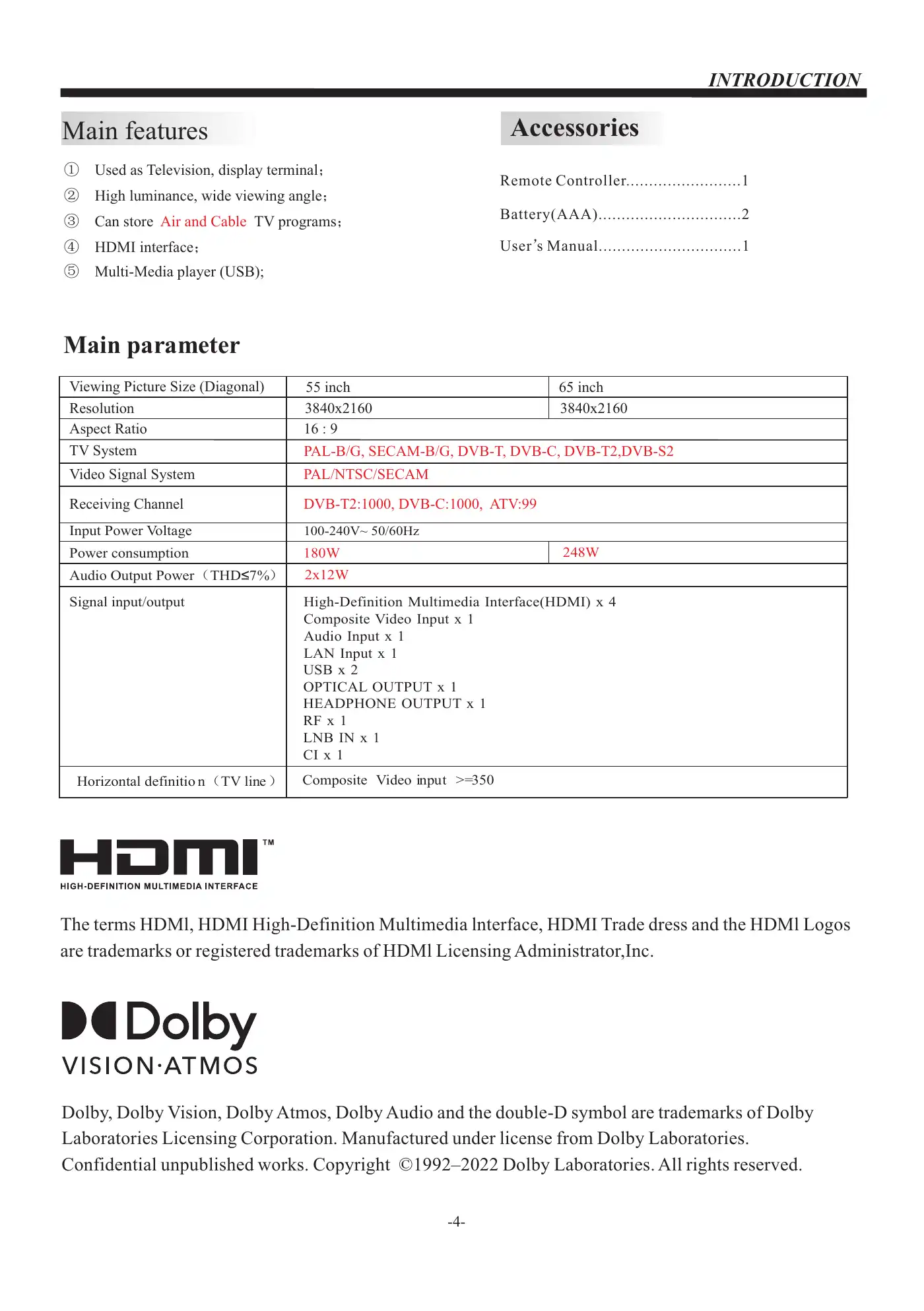 Haier H55S90EU Owner's Manual Manual pdf 5 page image