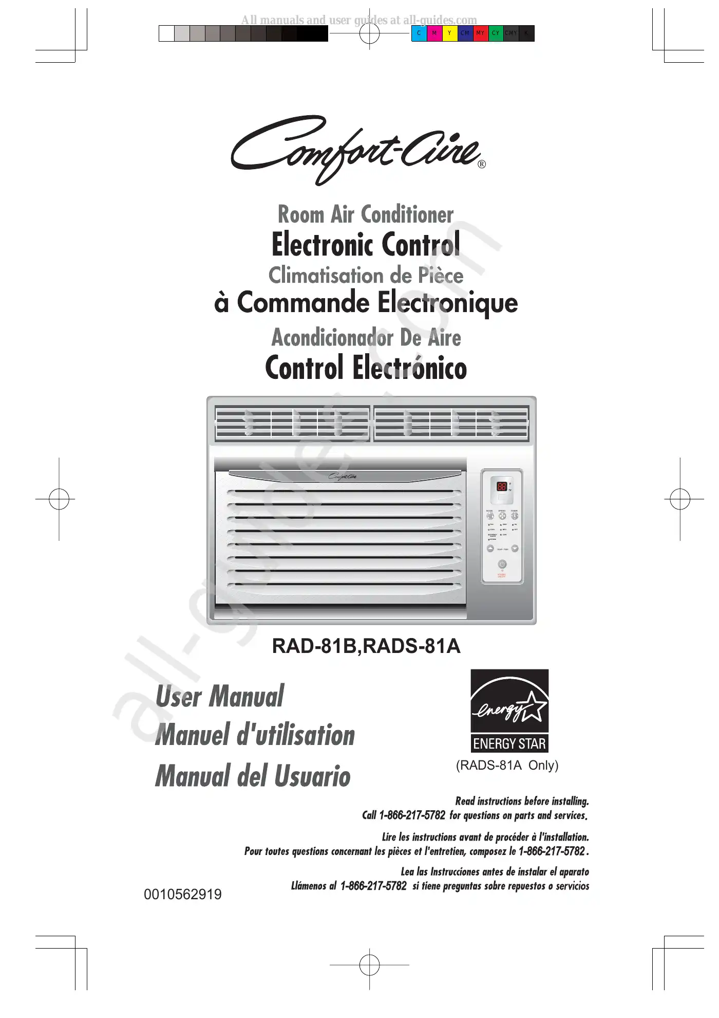 Haier Comfort-Aire RAD-81B User Manual Manual pdf 1 page image